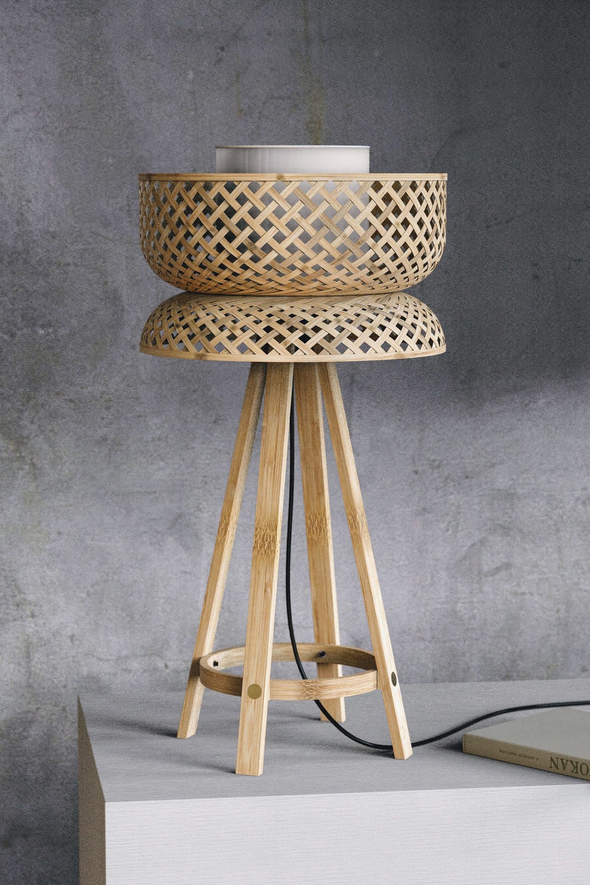 Mianzi Lotus Bamboo Blue Table Lamp