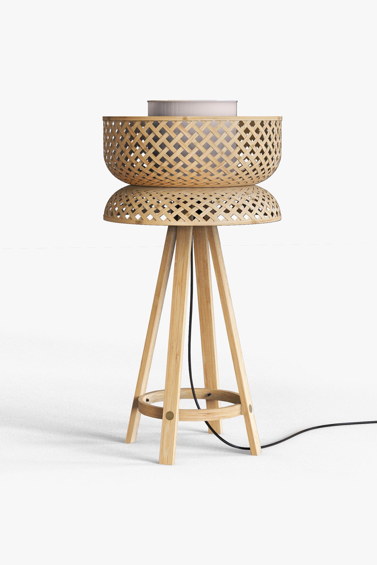 Mianzi Lotus Bamboo Blue Table Lamp