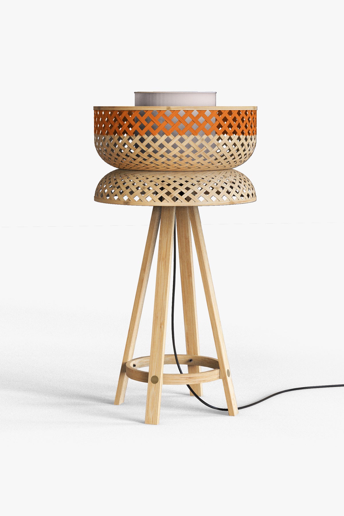 Mianzi Lotus Bamboo Blue Table Lamp