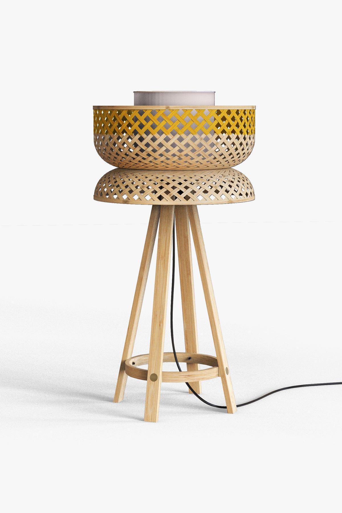 Mianzi Lotus Bamboo Blue Table Lamp
