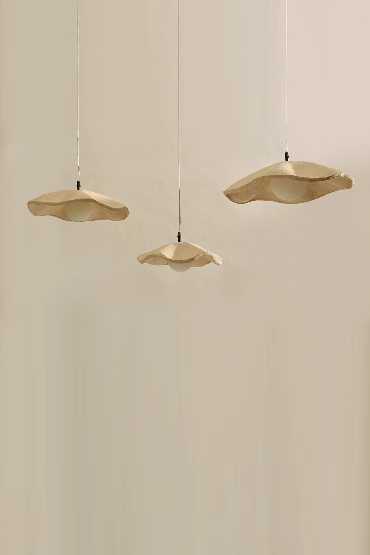 Ripples Recycled Paper & Metal Peach Pendant Light Set of 3