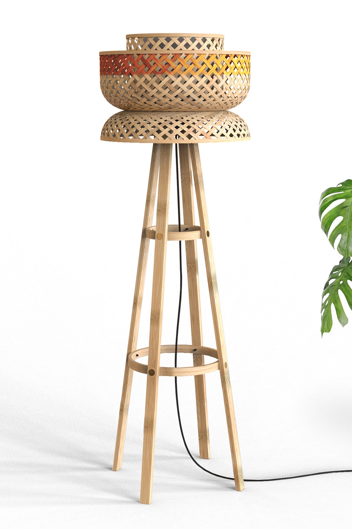 Mianzi Lotus Floor Bamboo Blue Lamp