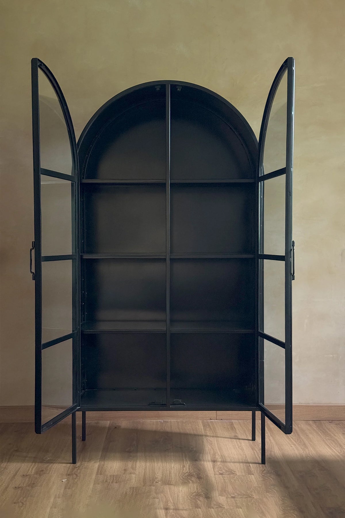 Matt New Mango Wood RP6 Iron Finish Round Arch Cabinet