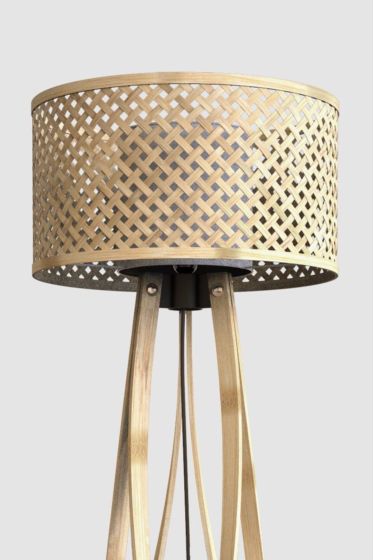Mianzi Mushroom Floor Bamboo Blue Lamp