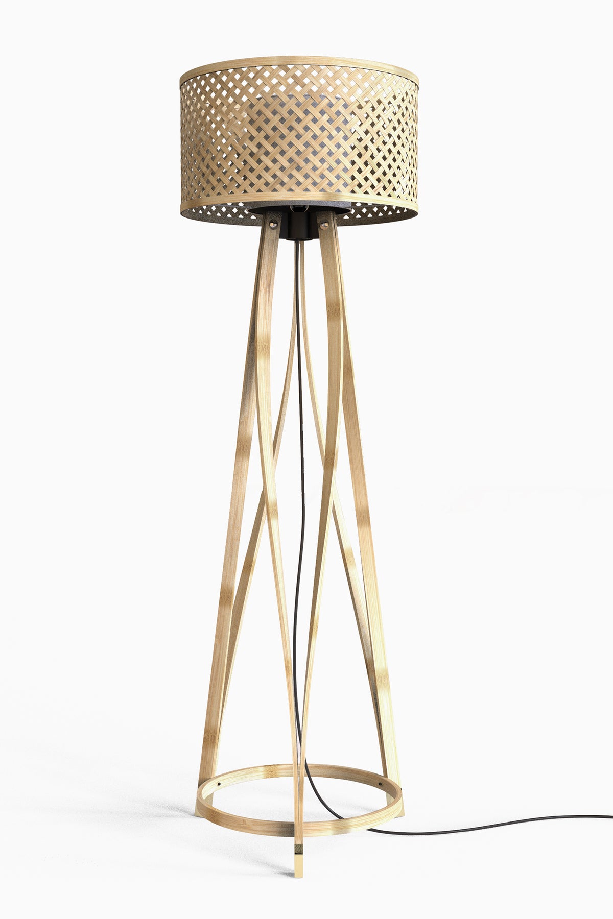 Mianzi Mushroom Floor Bamboo Blue Lamp