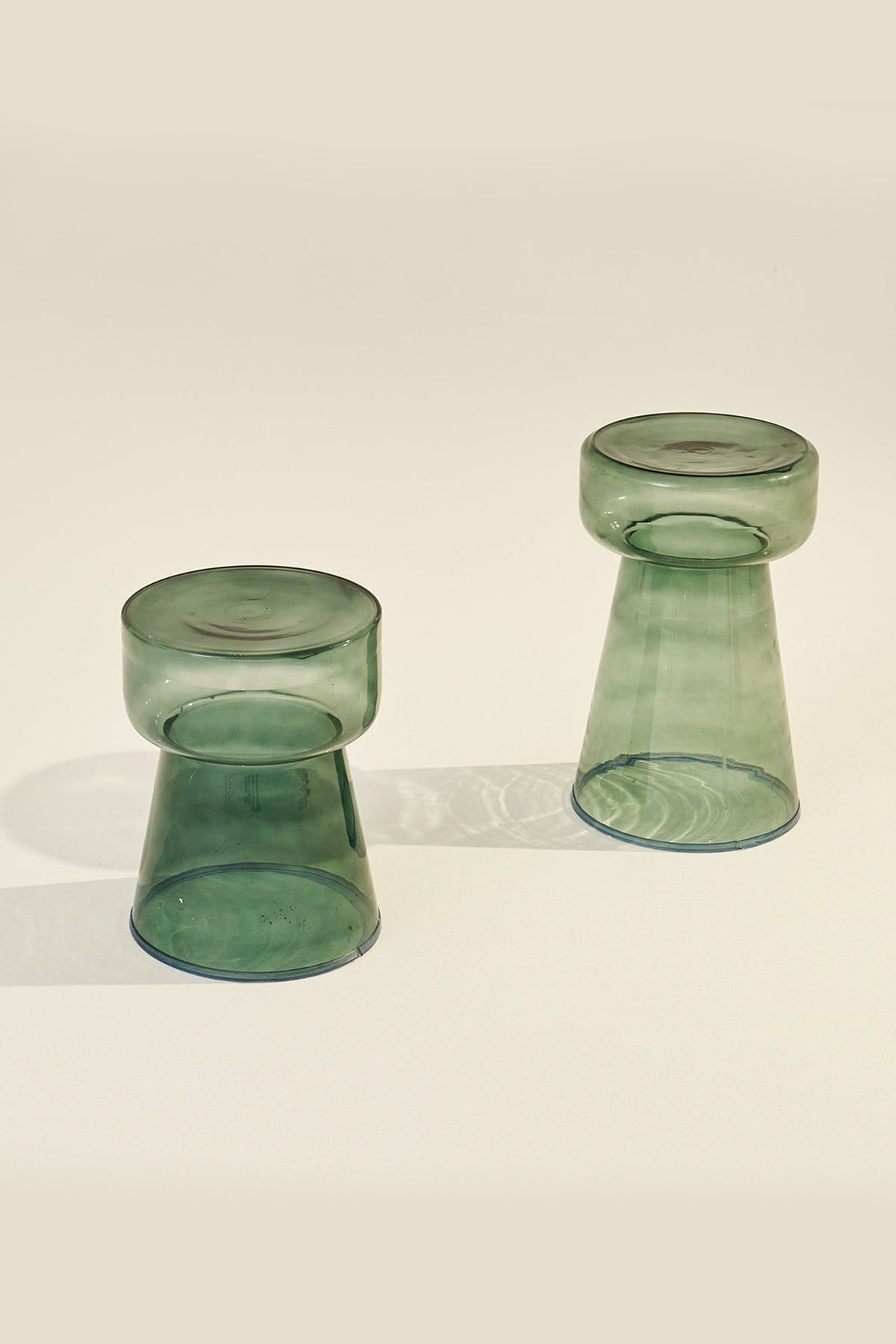 Glassgow Handblown Glass Green Side Table Set of 2