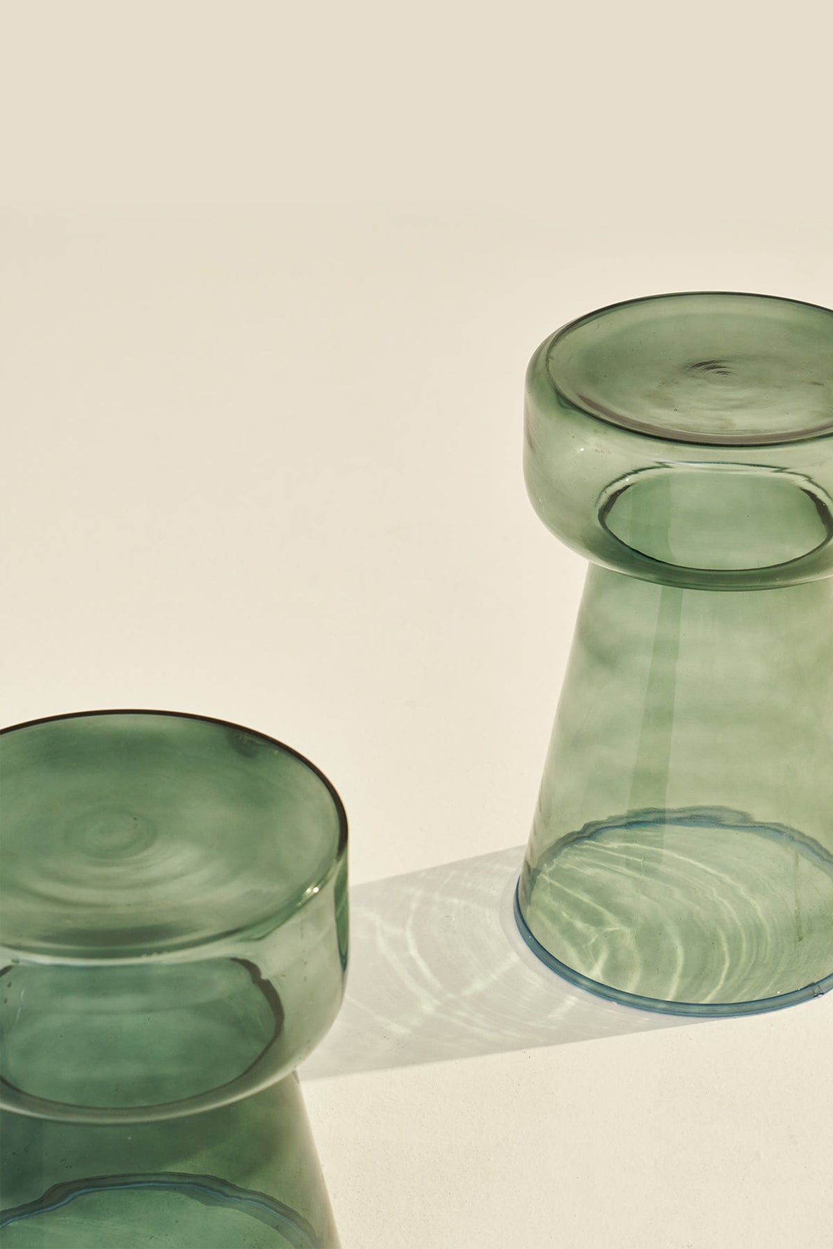 Glassgow Handblown Glass Green Side Table Set of 2