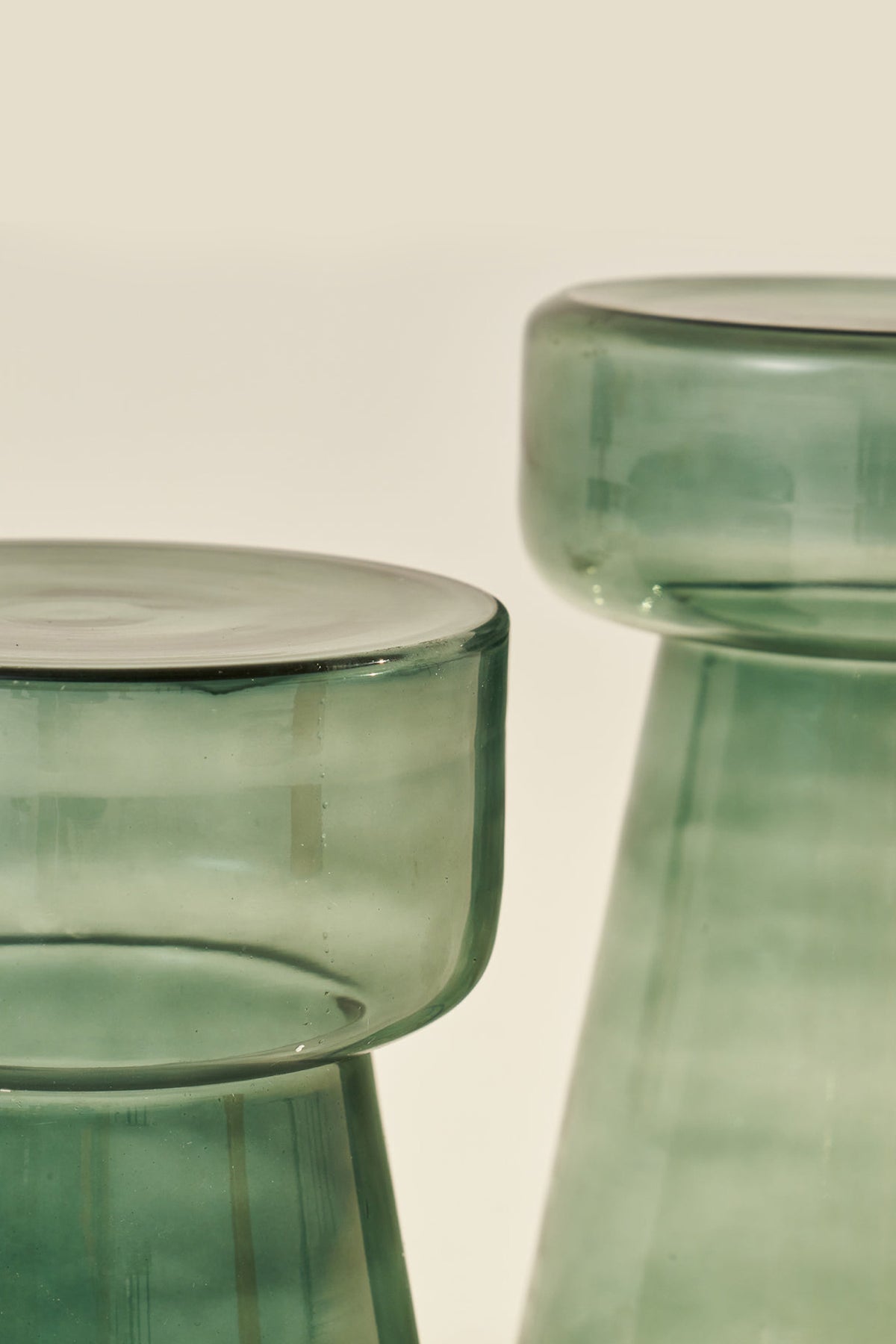 Glassgow Handblown Glass Green Side Table Set of 2