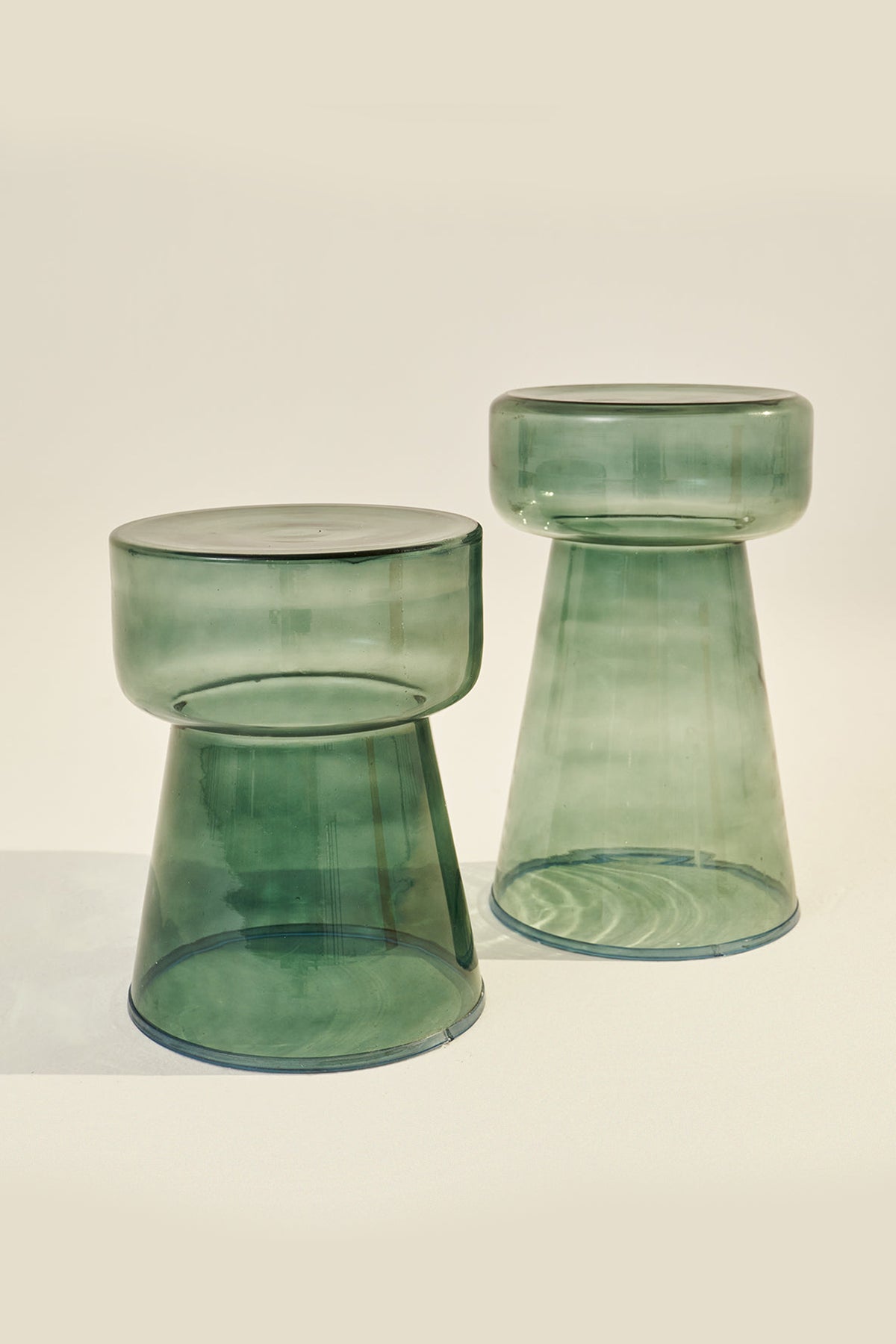 Glassgow Handblown Glass Green Side Table Set of 2