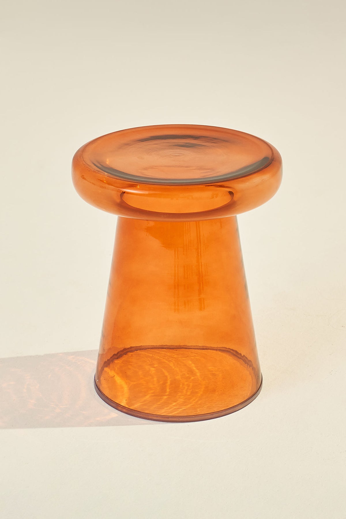 Glassgow Handblown Glass Amber Side Table