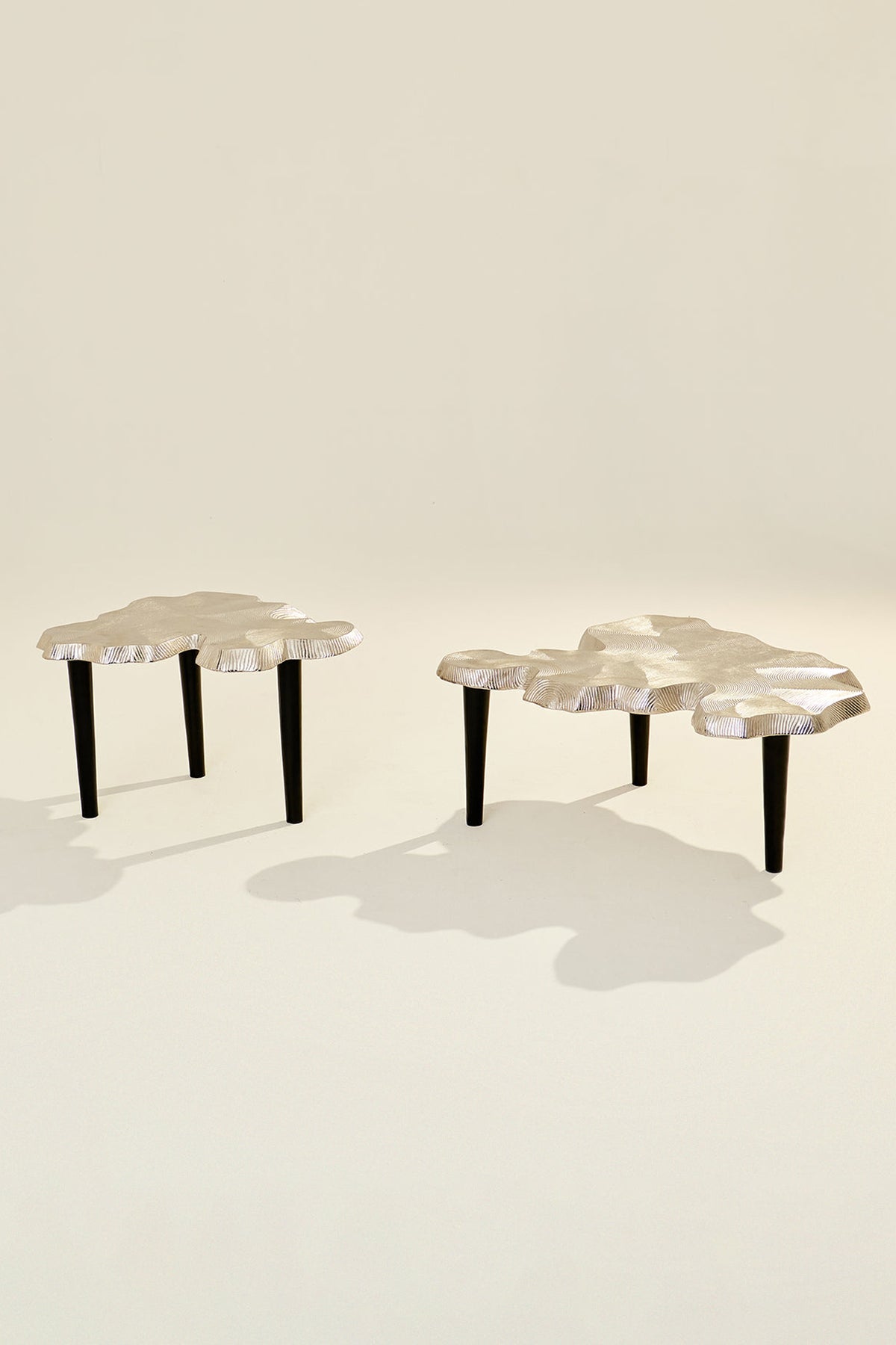 Amorphous Coffee Aluminium Casting Nickel Silver Table Set of 2