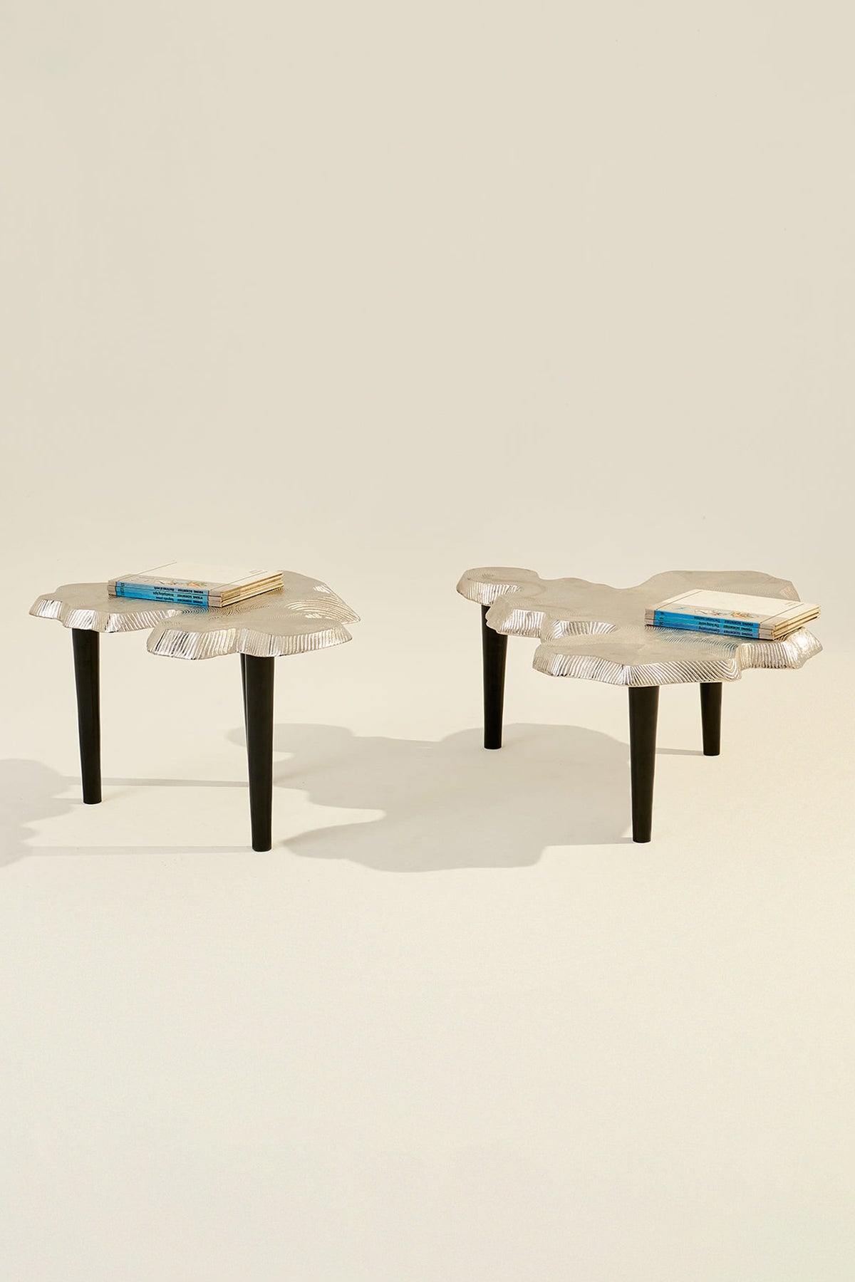 Amorphous Coffee Aluminium Casting Nickel Silver Table Set of 2