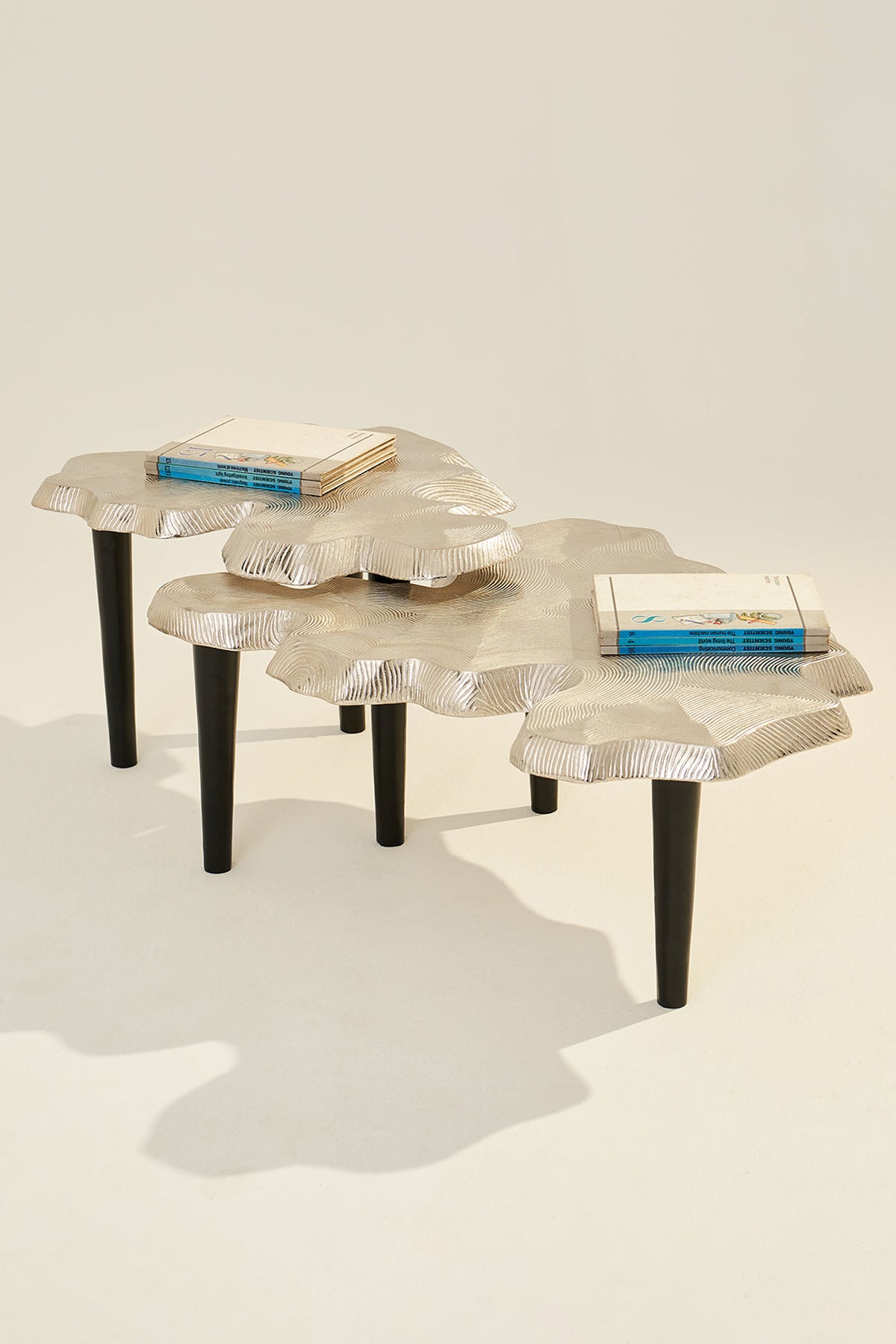 Amorphous Coffee Aluminium Casting Nickel Silver Table Set of 2