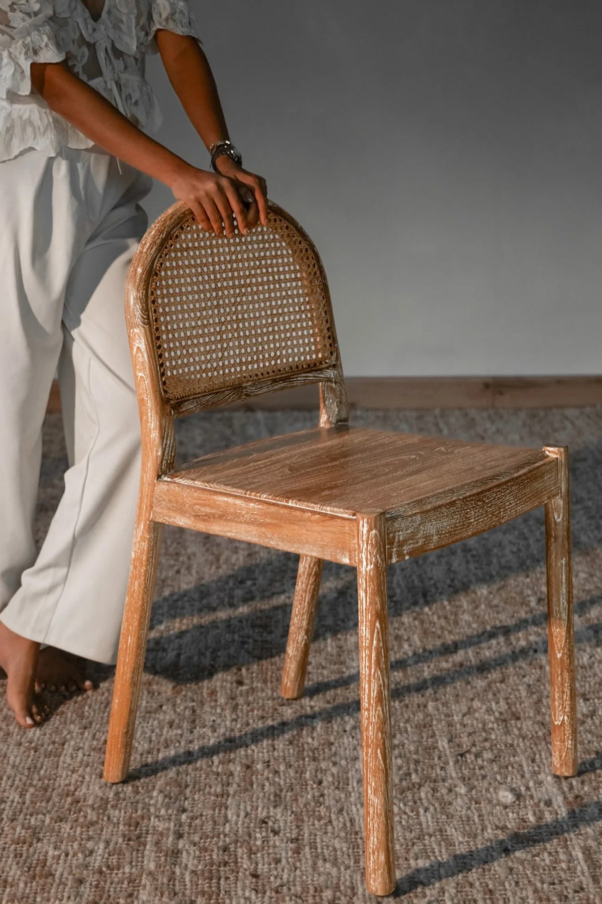 Martin Reclaimed Teakwood White Distress Chair