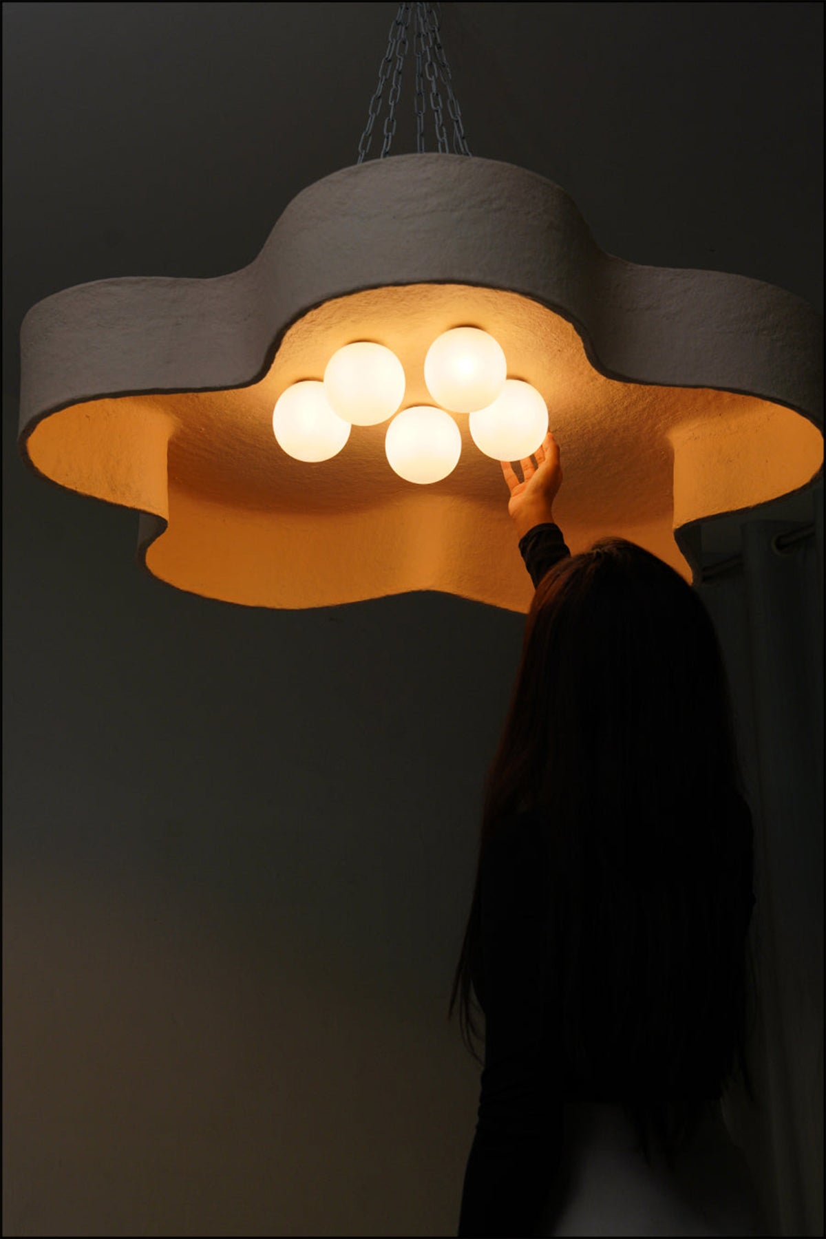 The Blossom Paper Mache & Mild Steel Peach Chandelier