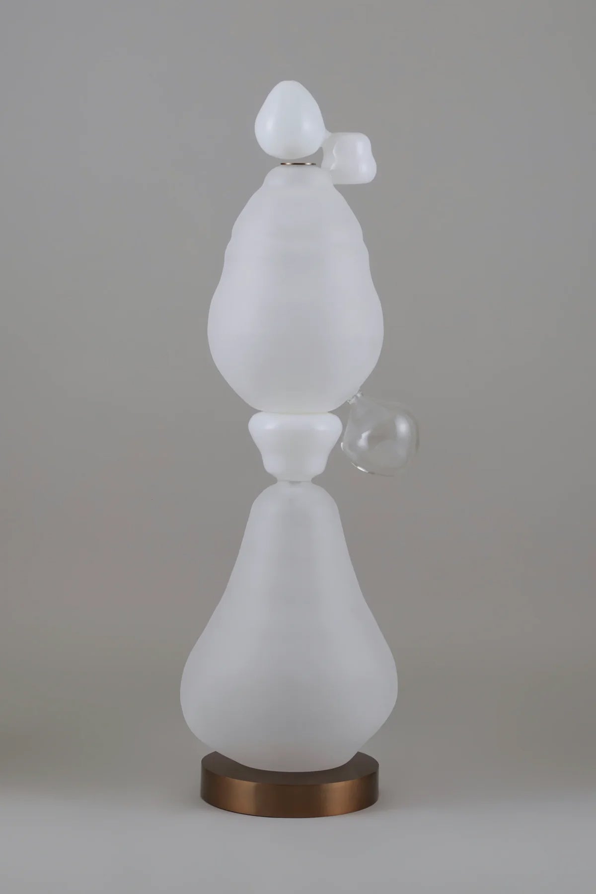 Pebble Floor Handblown Glass White & Clear MOP Lamp