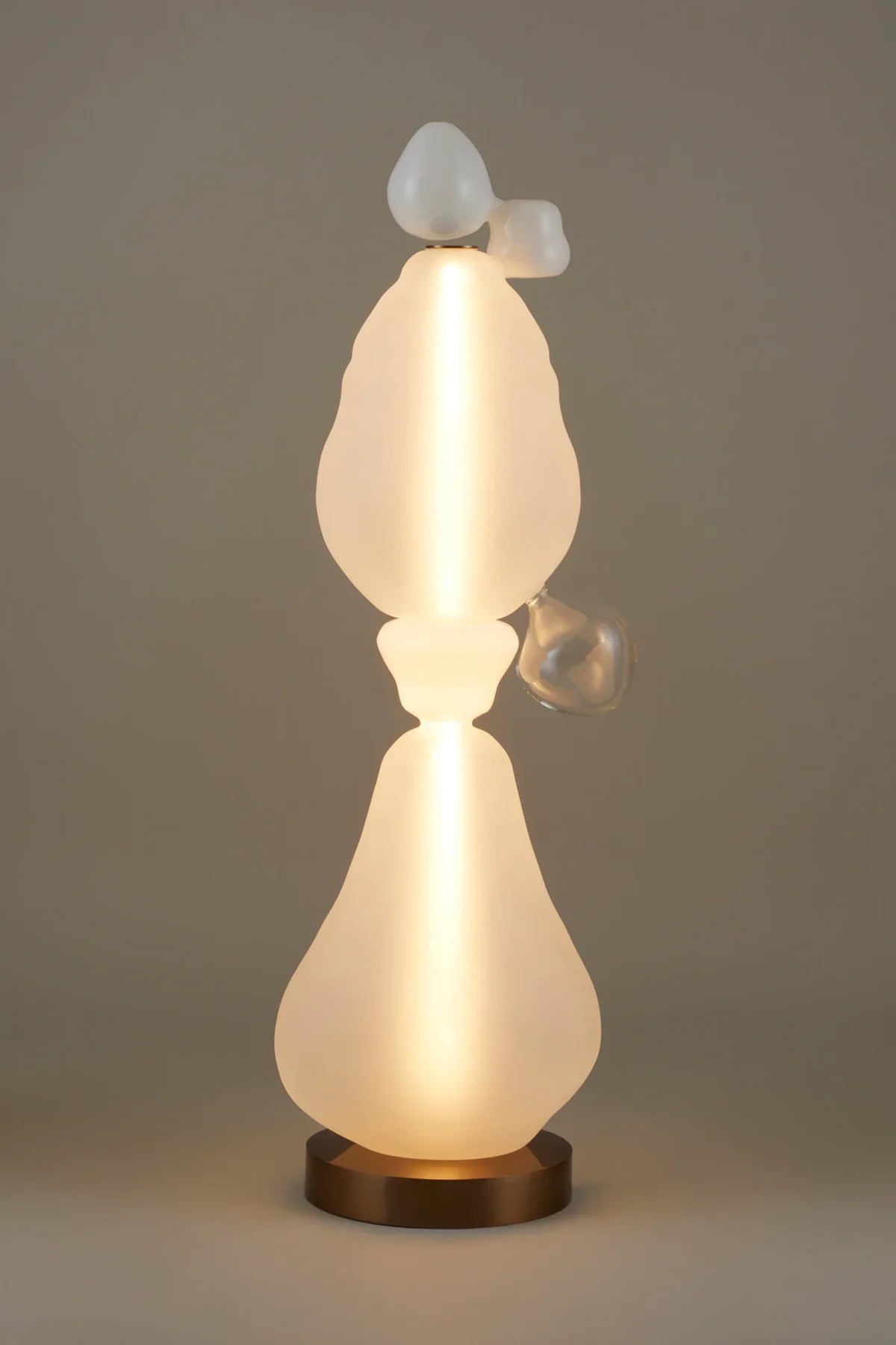 Pebble Floor Handblown Glass White & Clear MOP Lamp