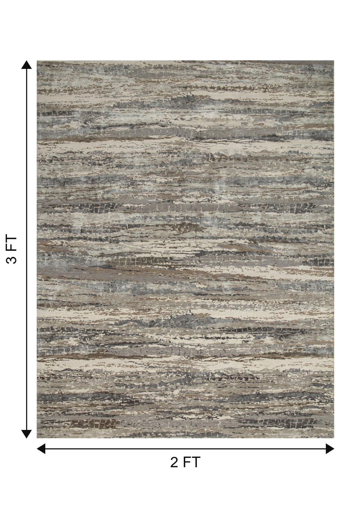 Jaipur Rugs Soft Abstract 2X3 Feet Rug| Antique White & Ashwood Hand Knotted Rug Carpet For Living Room