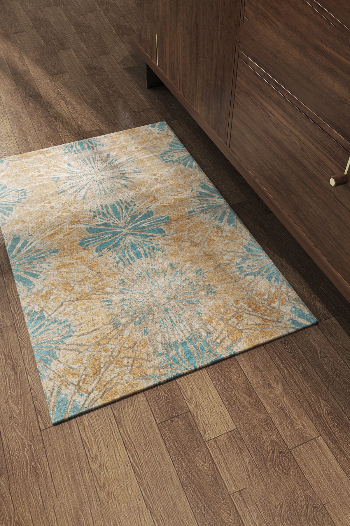 Jaipur Rugs Soft Abstract 2X3 Feet Rug| Mink & Light Turquoise Hand Knotted Rug Carpet For Living Room