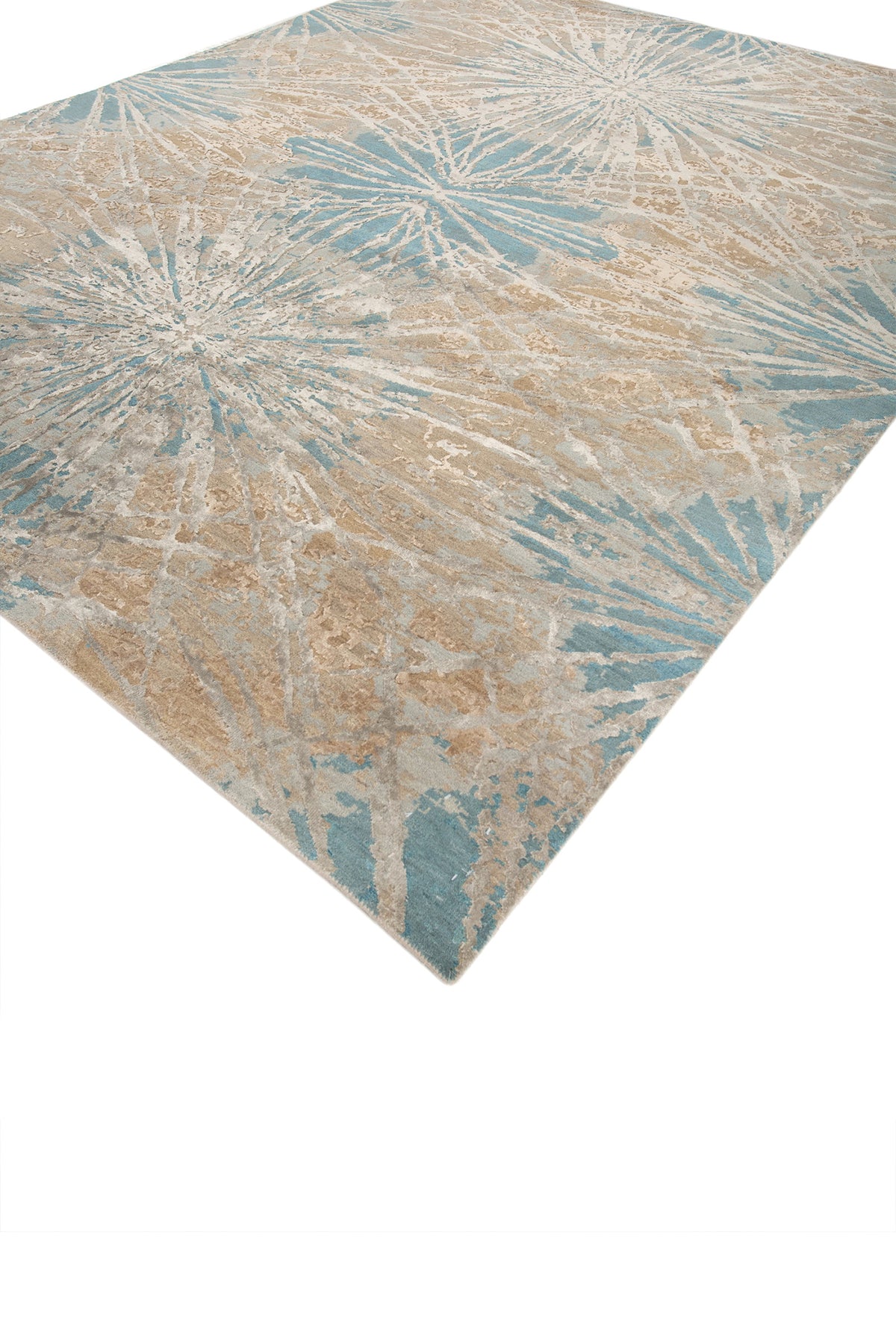 Jaipur Rugs Soft Abstract 2X3 Feet Rug| Mink & Light Turquoise Hand Knotted Rug Carpet For Living Room