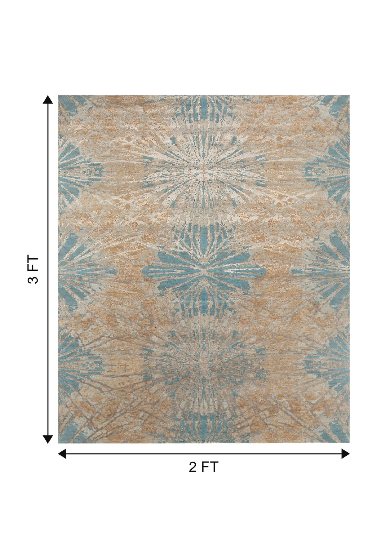 Jaipur Rugs Soft Abstract 2X3 Feet Rug| Mink & Light Turquoise Hand Knotted Rug Carpet For Living Room