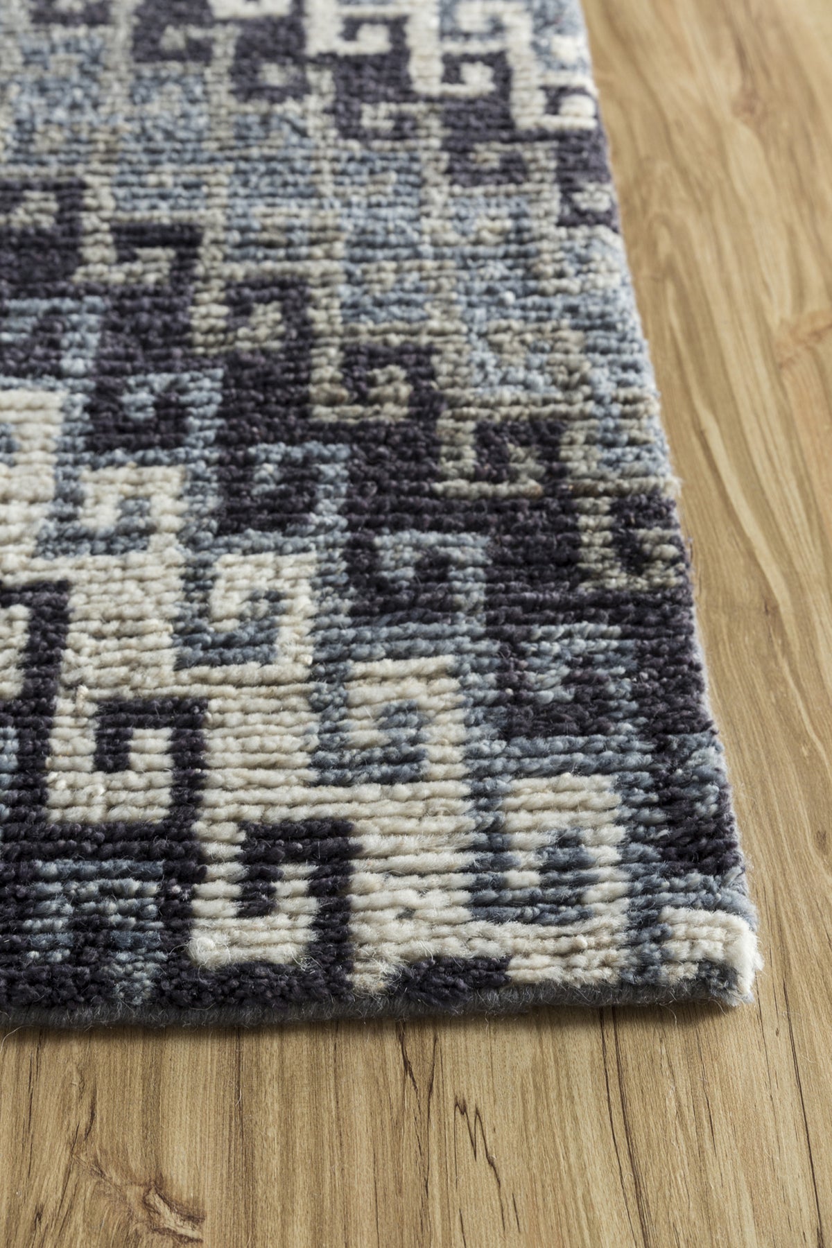 Jaipur Rugs Soft Modern Greek Key 5X8 Feet Rug| Orion Blue & Medium Taupe Hand Knotted Rug Carpet For Living Room
