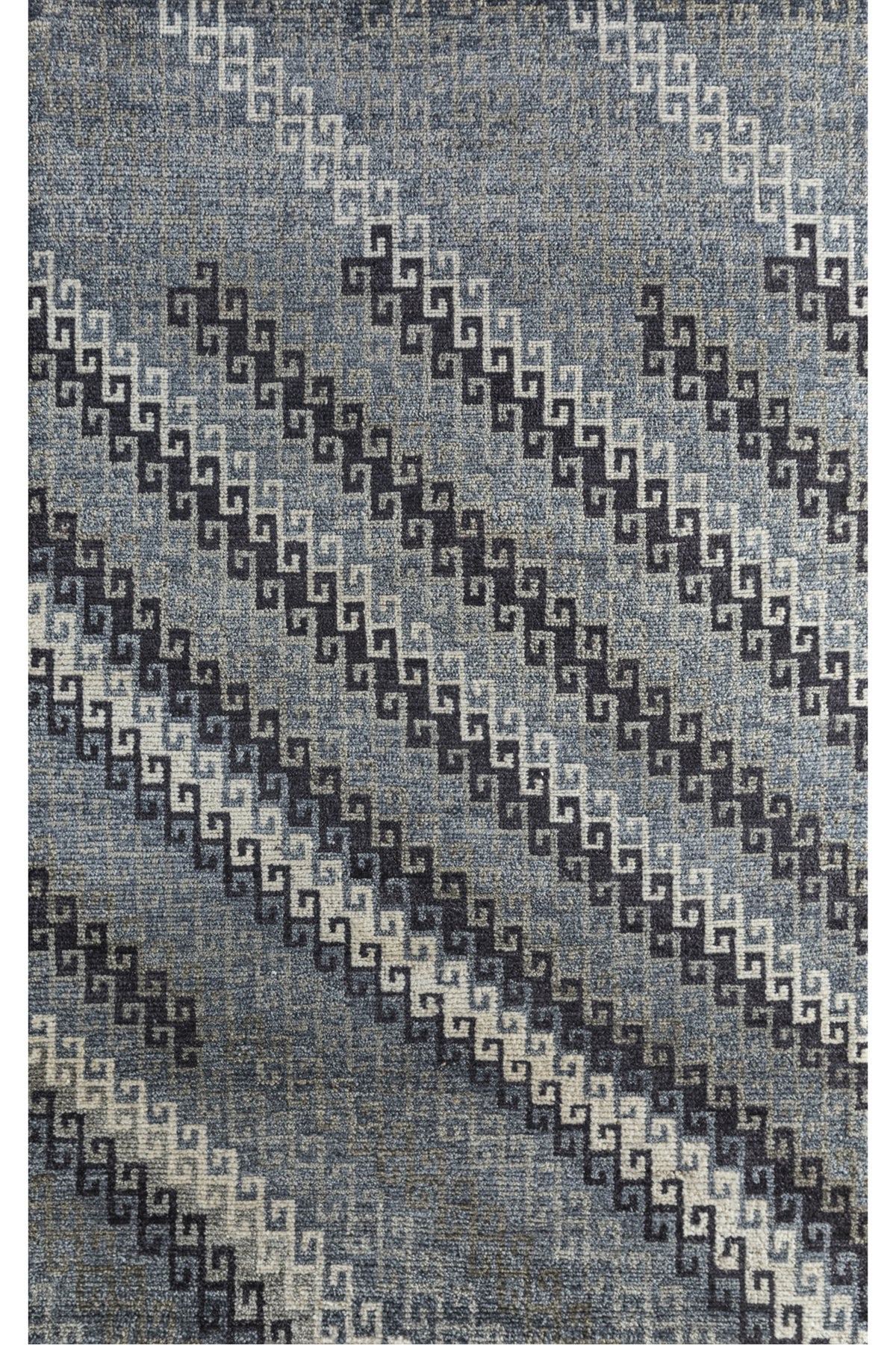 Jaipur Rugs Soft Modern Greek Key 5X8 Feet Rug| Orion Blue & Medium Taupe Hand Knotted Rug Carpet For Living Room
