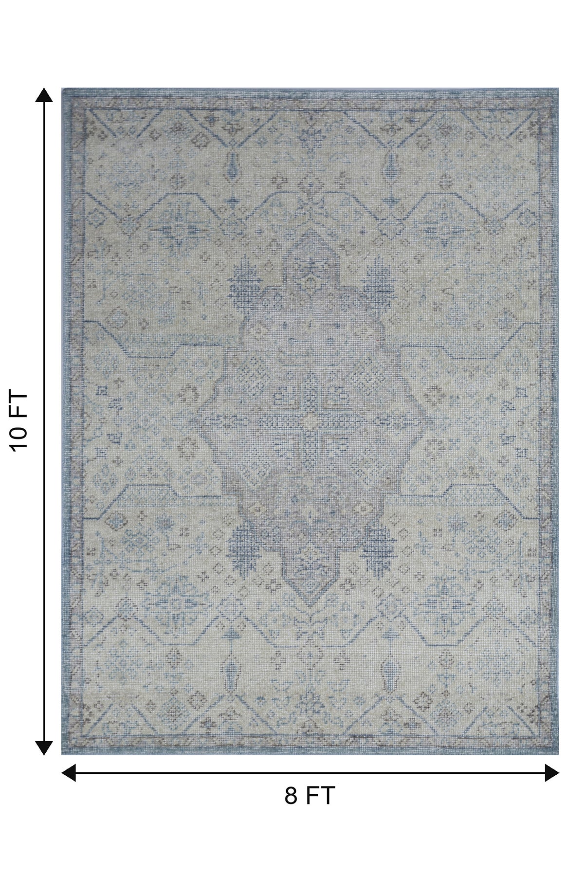 Jaipur Rugs Soft Oriental 8X10 Feet Rug| Sky Blue Hand Knotted Rug Carpet For Living Room