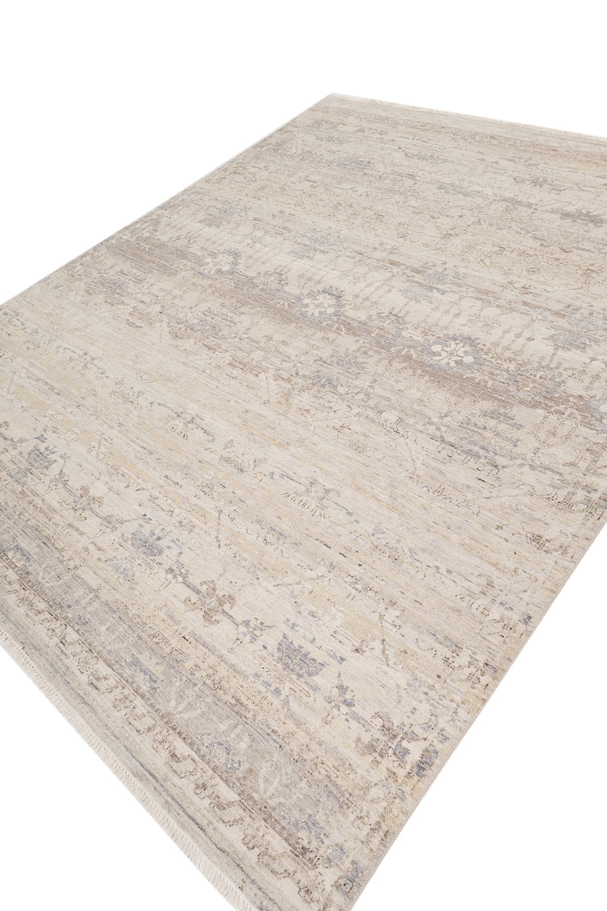 Jaipur Rugs Soft Distressed 5X7 Feet Rug| Dark Ivory & Clay Hand Knotted Rug Carpet For Living Room