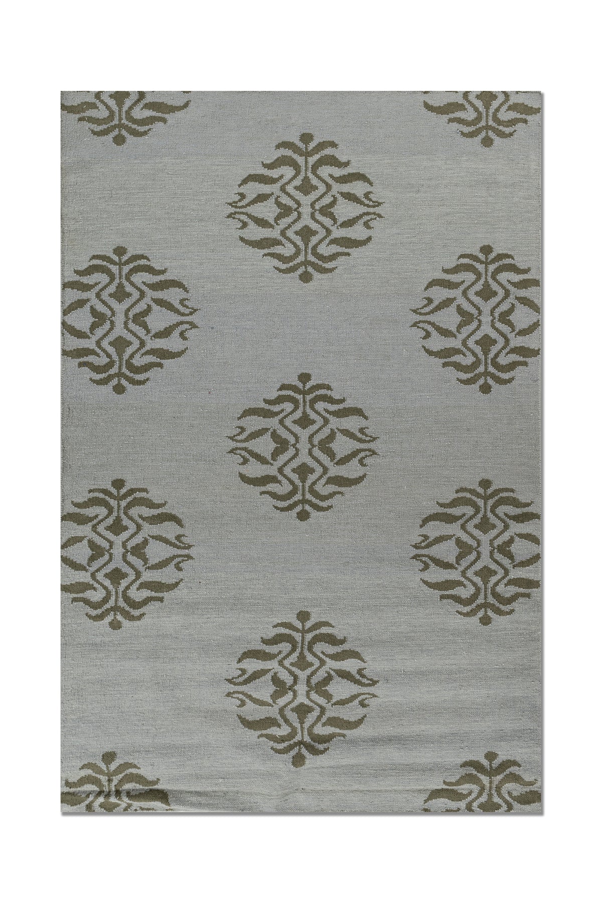 Jaipur Rugs Soft Damask 5X8 Feet Rug| Light Turquoise & Bronze Green Hand Knotted Dhurrie Carpet For Living Room