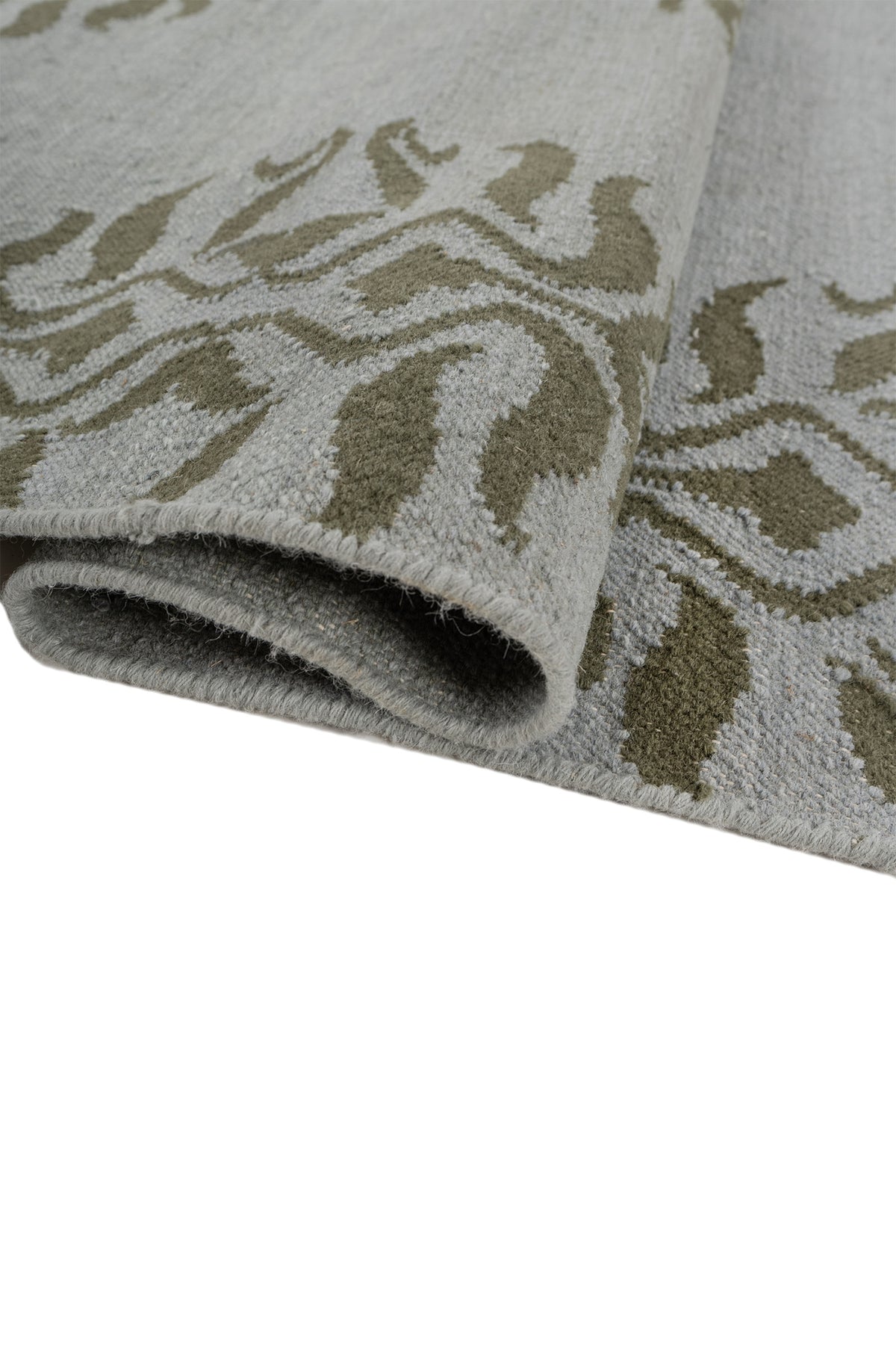 Jaipur Rugs Soft Damask 5X8 Feet Rug| Light Turquoise & Bronze Green Hand Knotted Dhurrie Carpet For Living Room