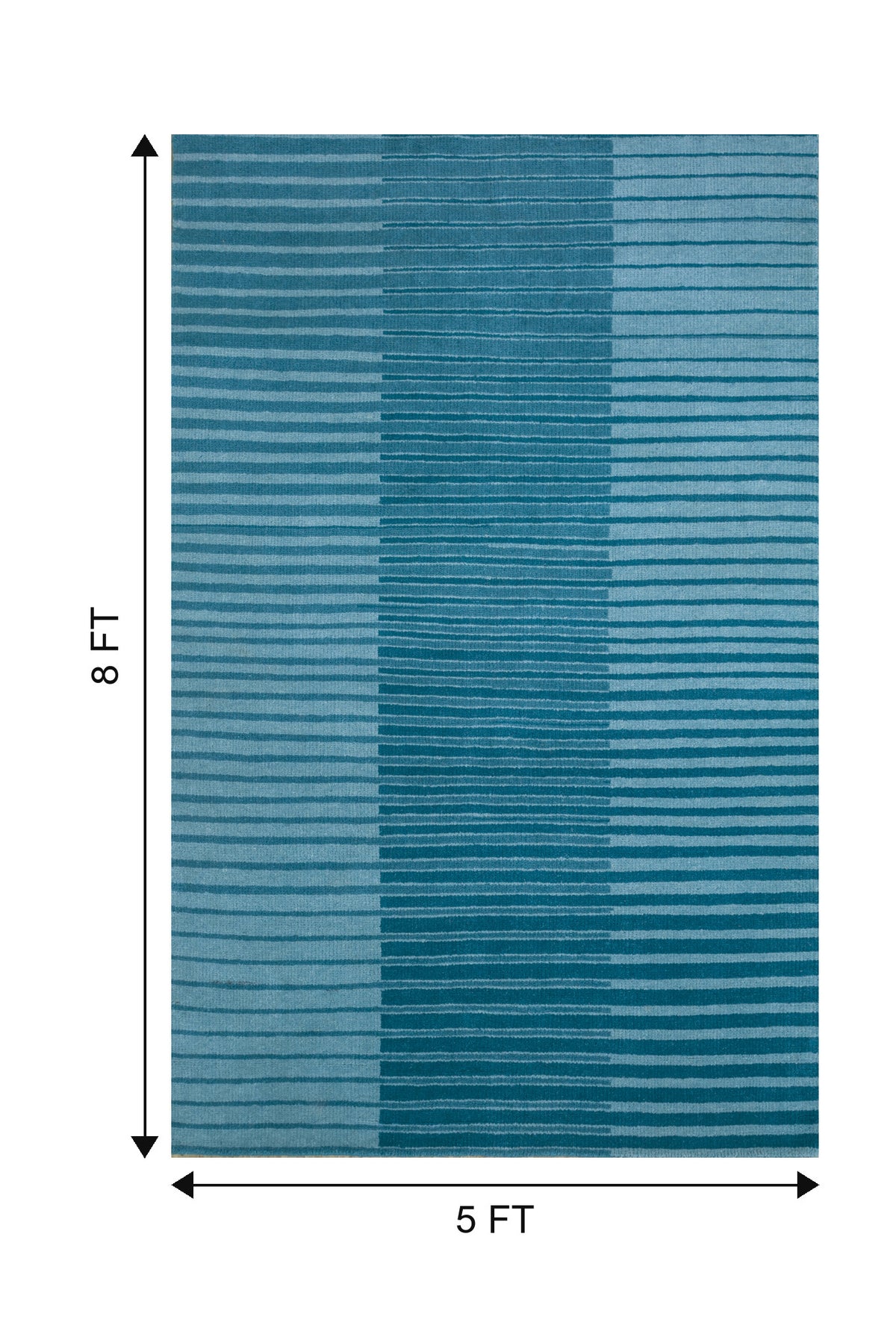 Jaipur Rugs Soft Striped 5X8 Feet Rug| Fresh Turquoise & Lake Blue Hand Knotted Rug Carpet For Living Room