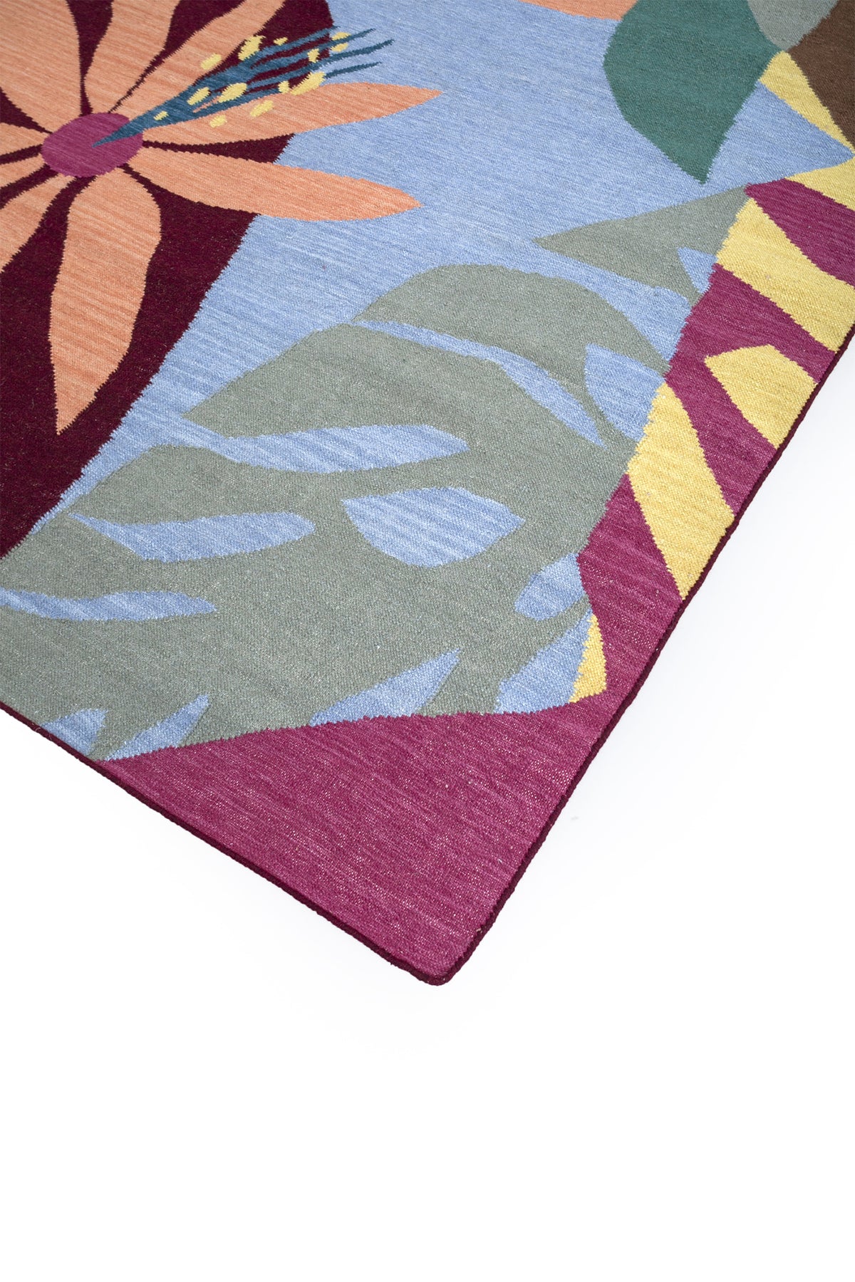 Jaipur Rugs Soft Floral 6X9 Feet Rug| Vintage Claret & Canterbury Hand Knotted Dhurrie Carpet For Living Room