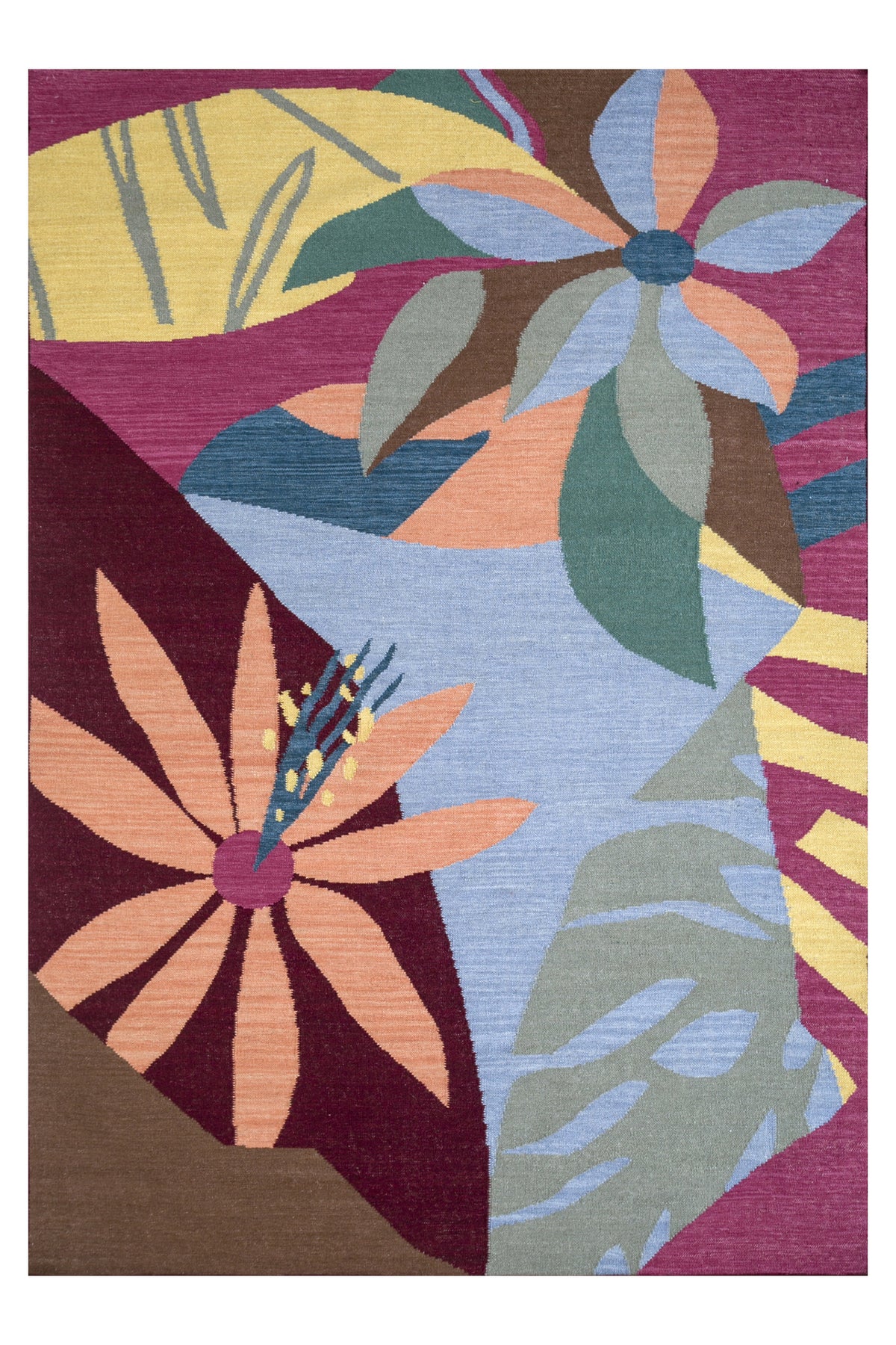 Jaipur Rugs Soft Floral 6X9 Feet Rug| Vintage Claret & Canterbury Hand Knotted Dhurrie Carpet For Living Room