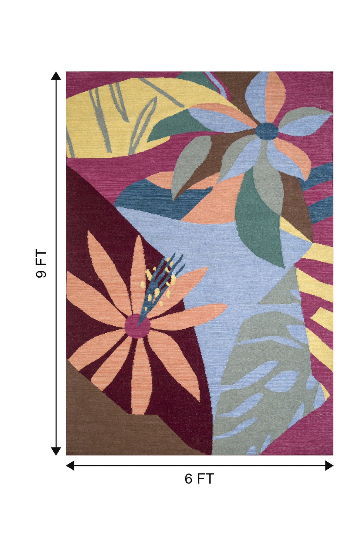 Jaipur Rugs Soft Floral 6X9 Feet Rug| Vintage Claret & Canterbury Hand Knotted Dhurrie Carpet For Living Room