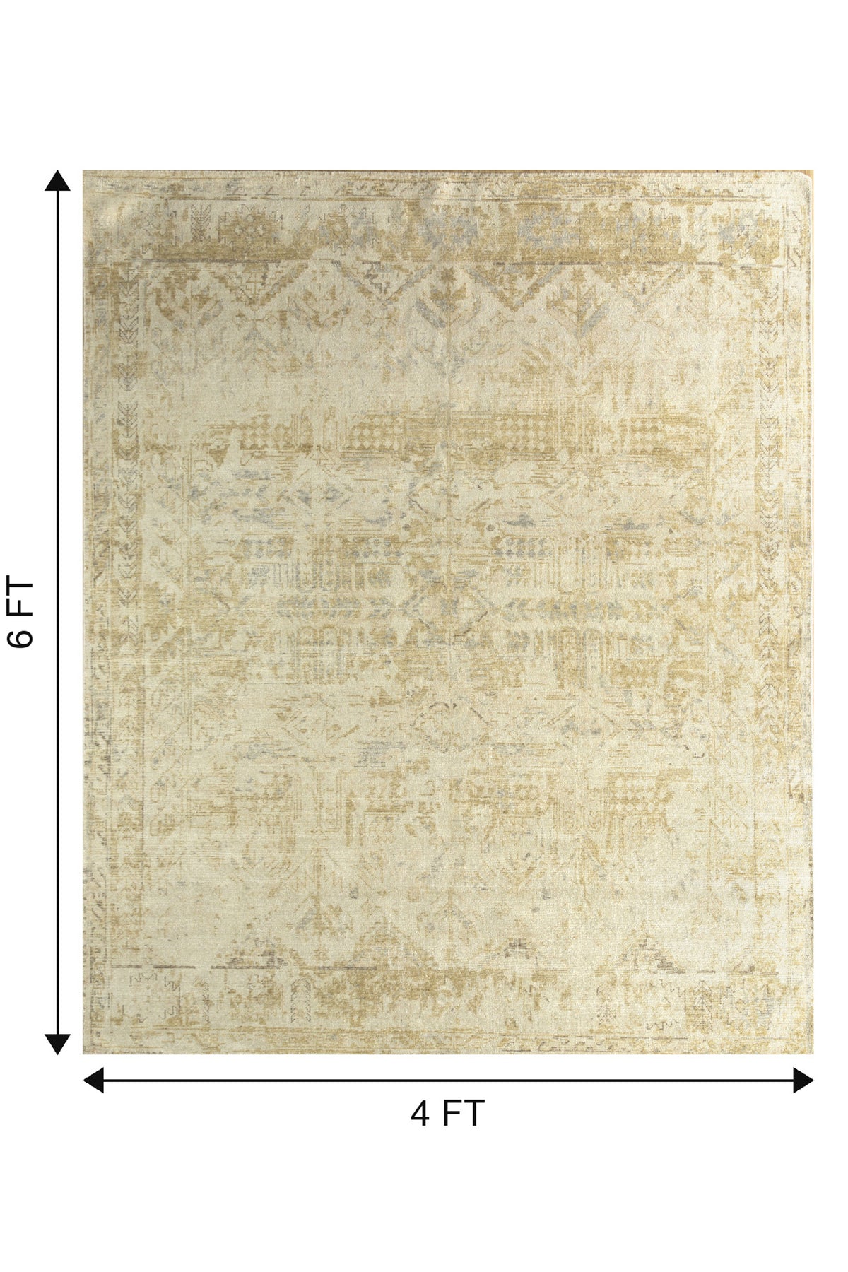 Jaipur Rugs Soft Oriental 4X6 Feet Rug| Spice Brown & Soft Beige Hand Knotted Rug Carpet For Living Room