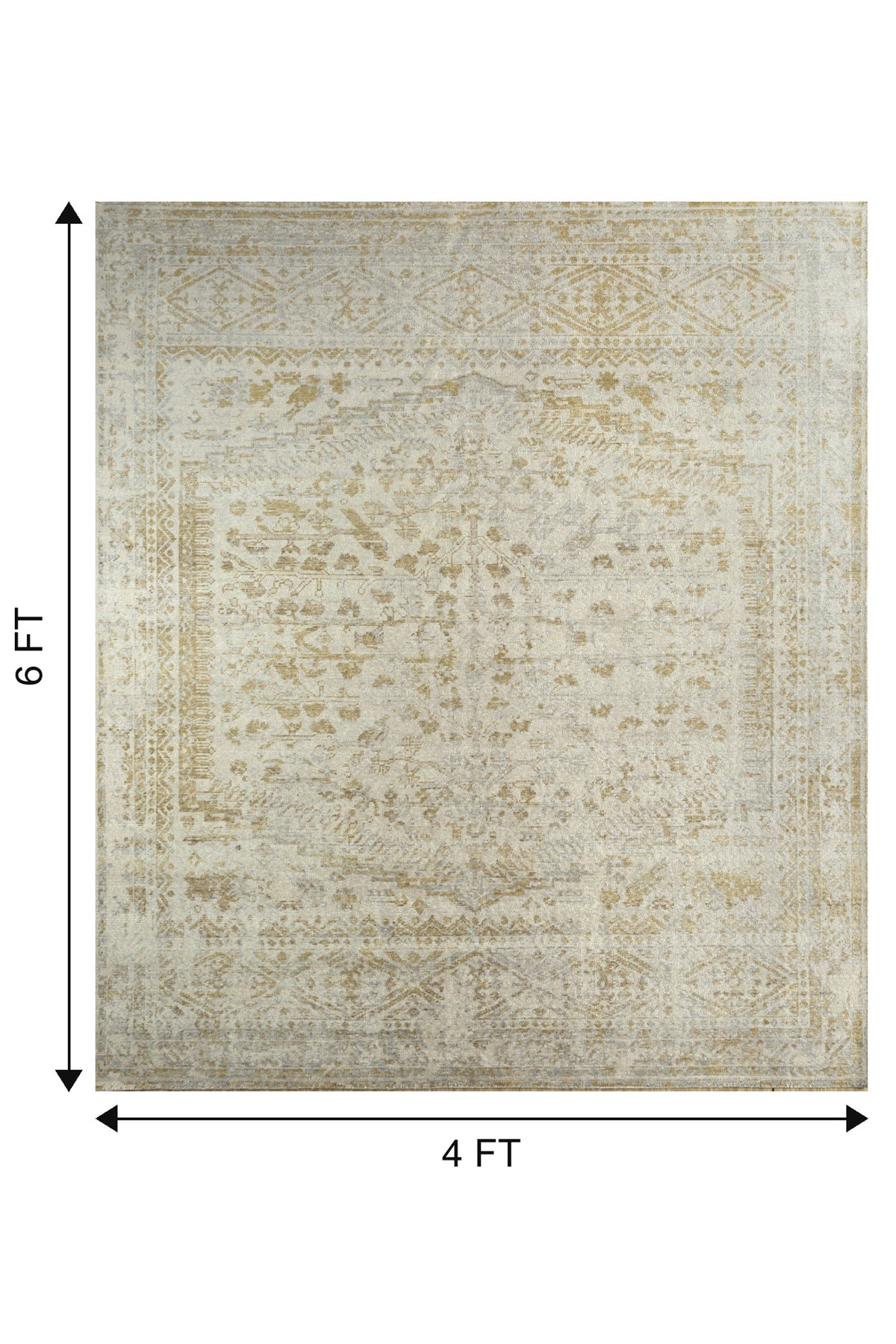 Jaipur Rugs Soft Oriental 4X6 Feet Rug| White & Cloud White Hand Knotted Rug Carpet For Living Room