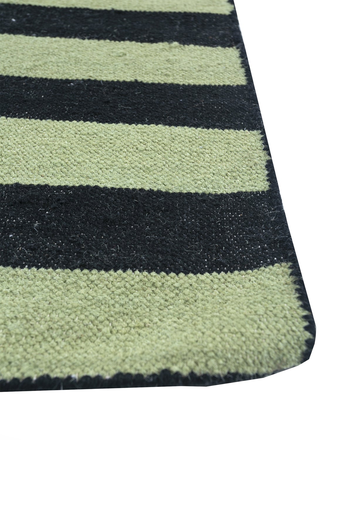 Jaipur Rugs Soft Striped 5X8 Feet Rug| Spinach Green & Ebony Hand Knotted Dhurrie Carpet For Living Room
