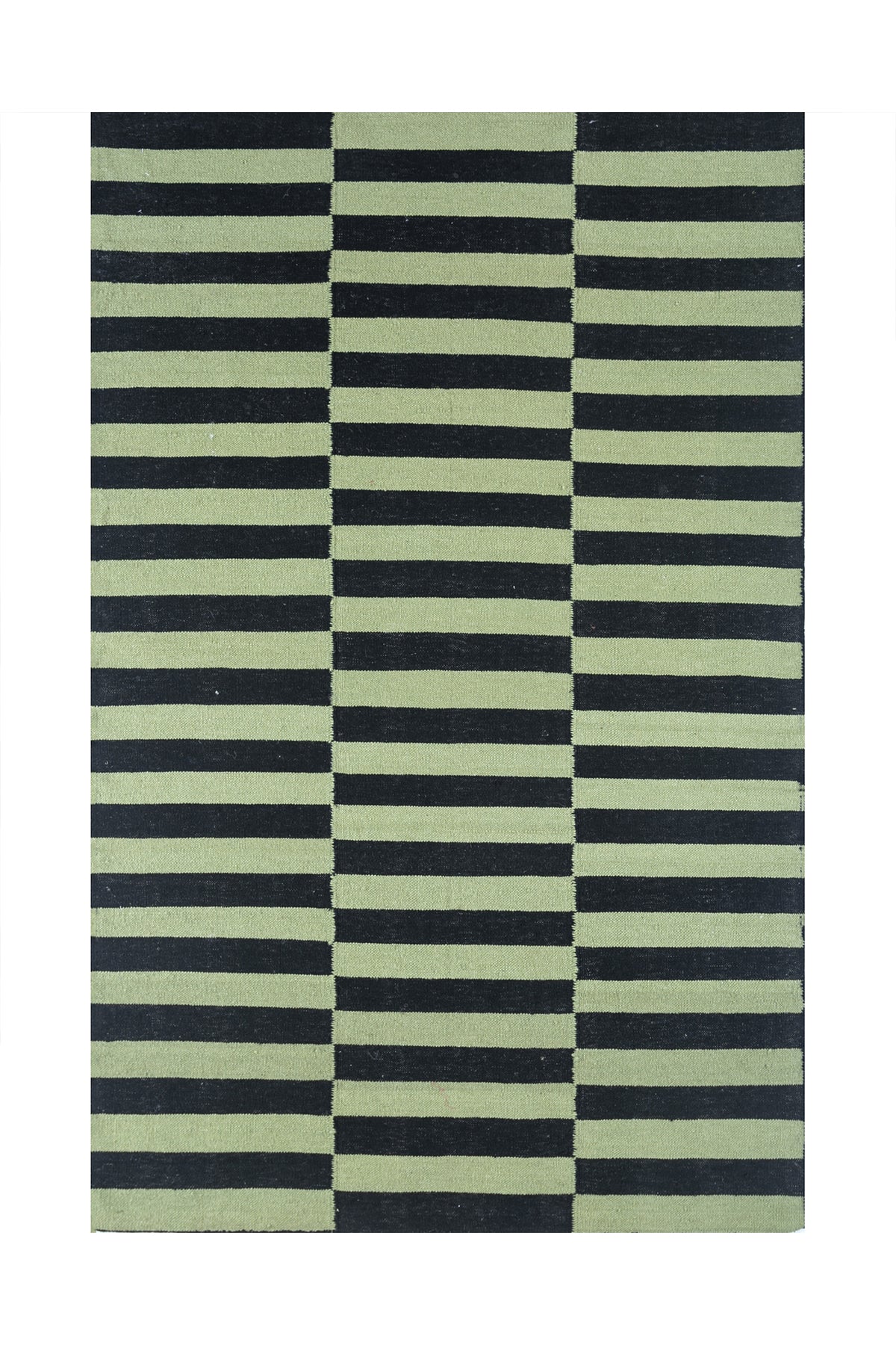 Jaipur Rugs Soft Striped 5X8 Feet Rug| Spinach Green & Ebony Hand Knotted Dhurrie Carpet For Living Room