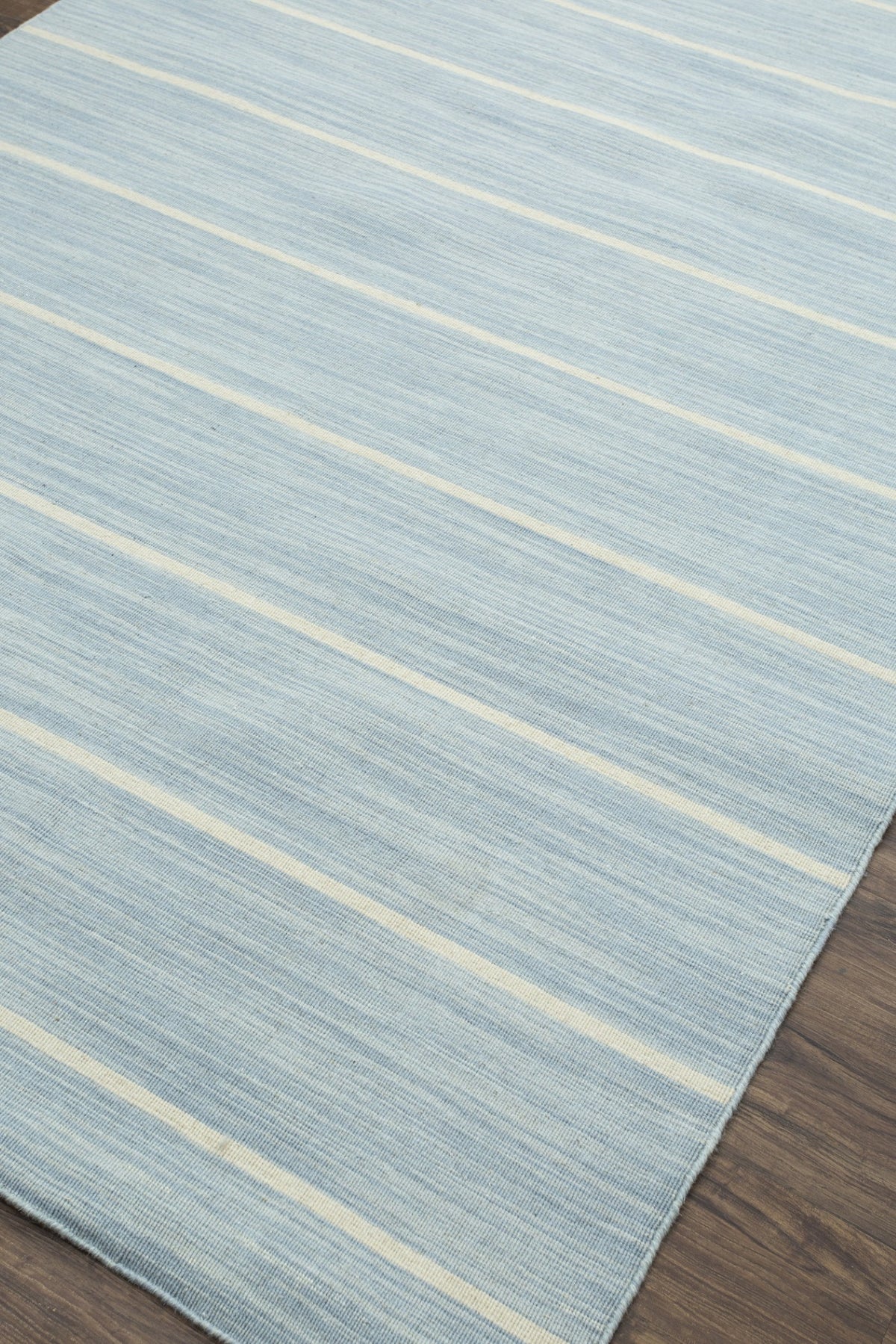 Jaipur Rugs Soft Striped 6X9 Feet Rug| Porcelain Blue & White Ice Hand Knotted Dhurrie Carpet For Living Room