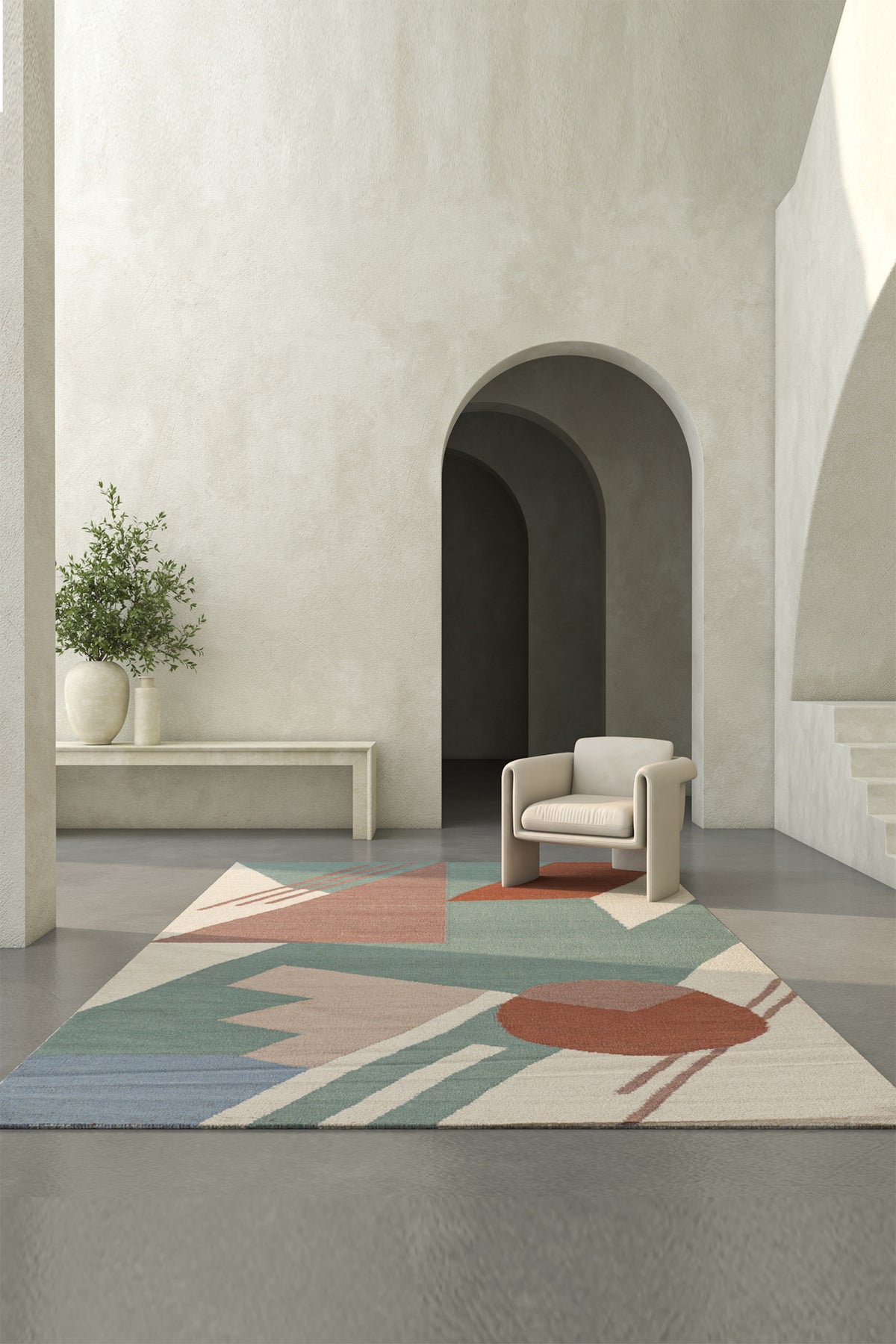 Jaipur Rugs Soft Geomatric 5X8 Feet Rug| Sea Mist Green & Undyed White Hand Knotted Dhurrie Carpet For Living Room