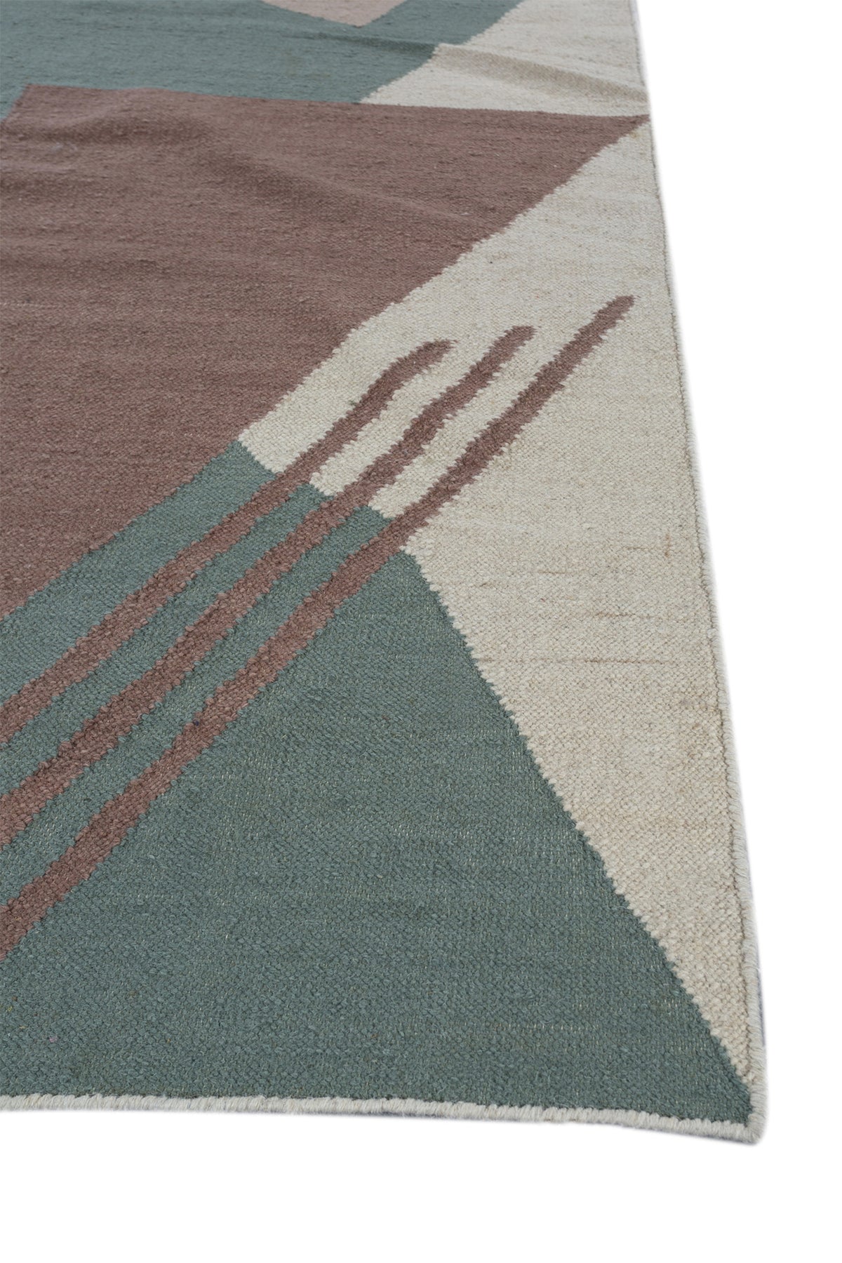Jaipur Rugs Soft Geomatric 5X8 Feet Rug| Sea Mist Green & Undyed White Hand Knotted Dhurrie Carpet For Living Room