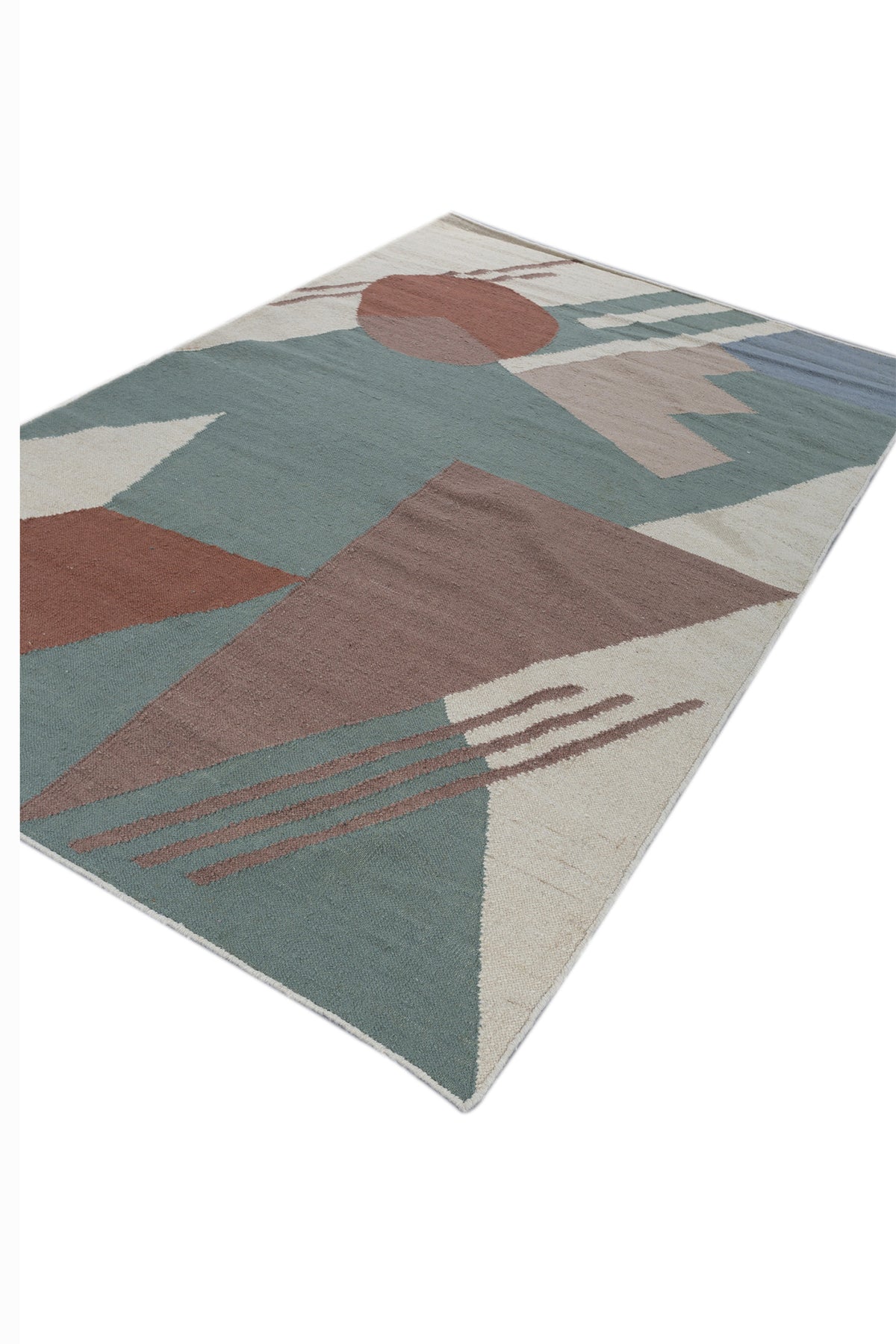 Jaipur Rugs Soft Geomatric 5X8 Feet Rug| Sea Mist Green & Undyed White Hand Knotted Dhurrie Carpet For Living Room