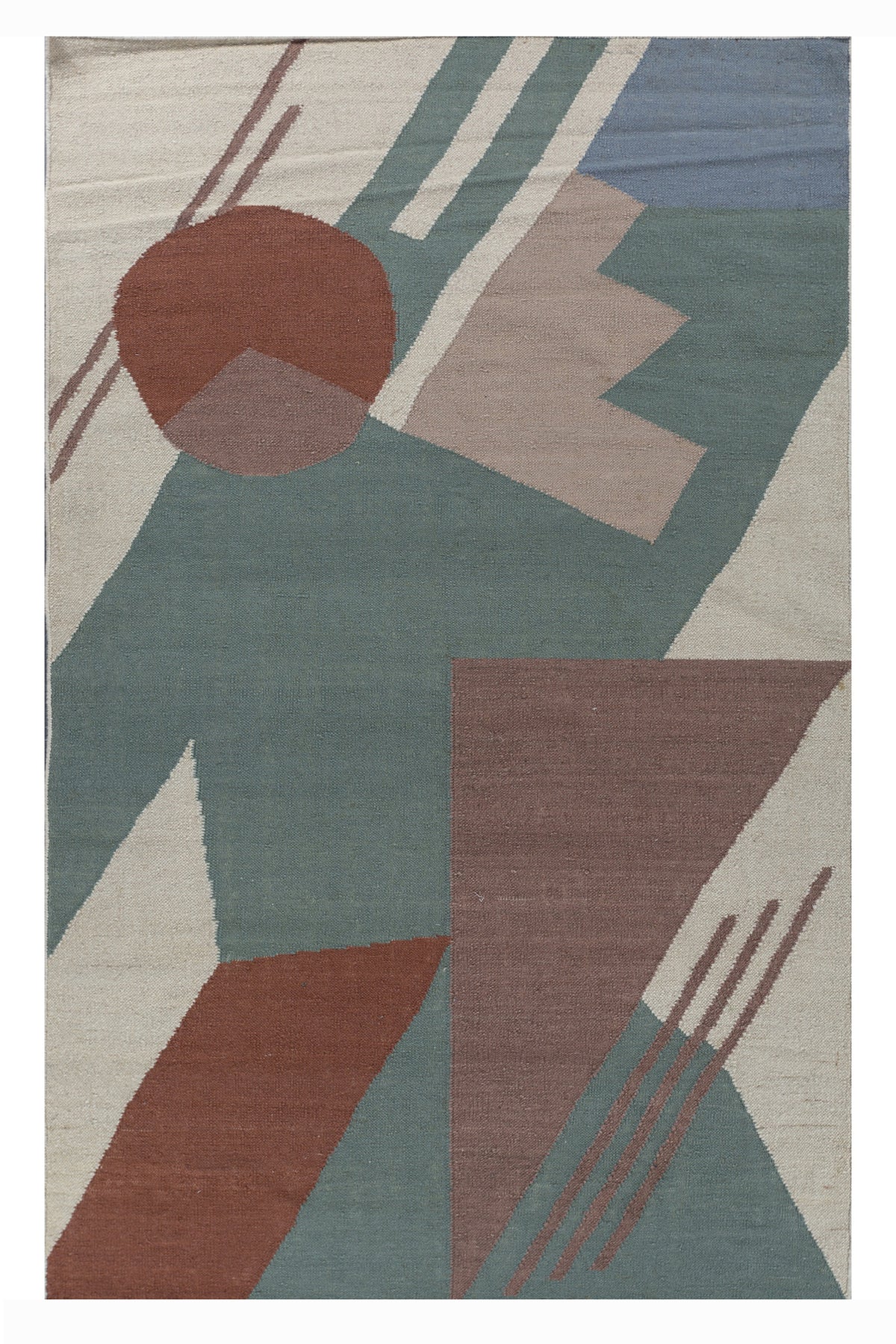 Jaipur Rugs Soft Geomatric 5X8 Feet Rug| Sea Mist Green & Undyed White Hand Knotted Dhurrie Carpet For Living Room