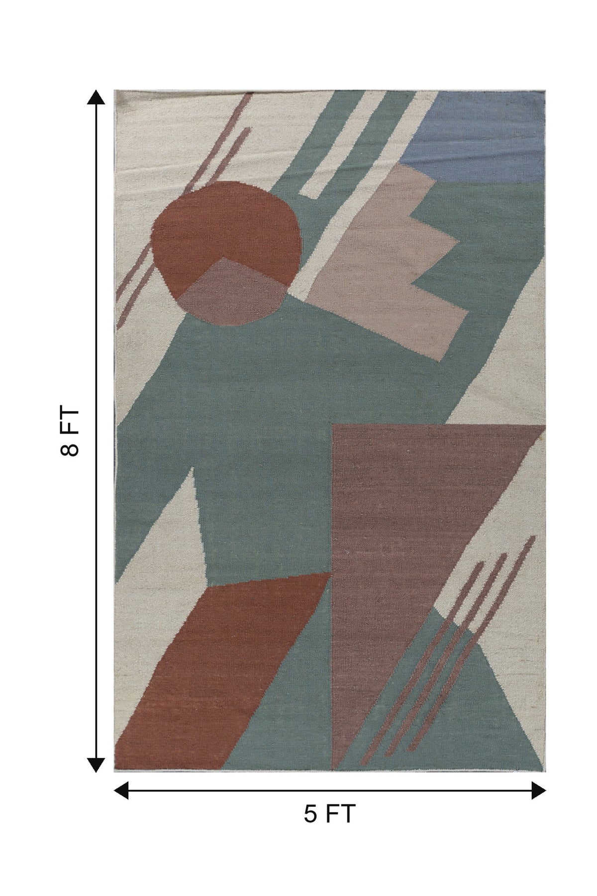 Jaipur Rugs Soft Geomatric 5X8 Feet Rug| Sea Mist Green & Undyed White Hand Knotted Dhurrie Carpet For Living Room