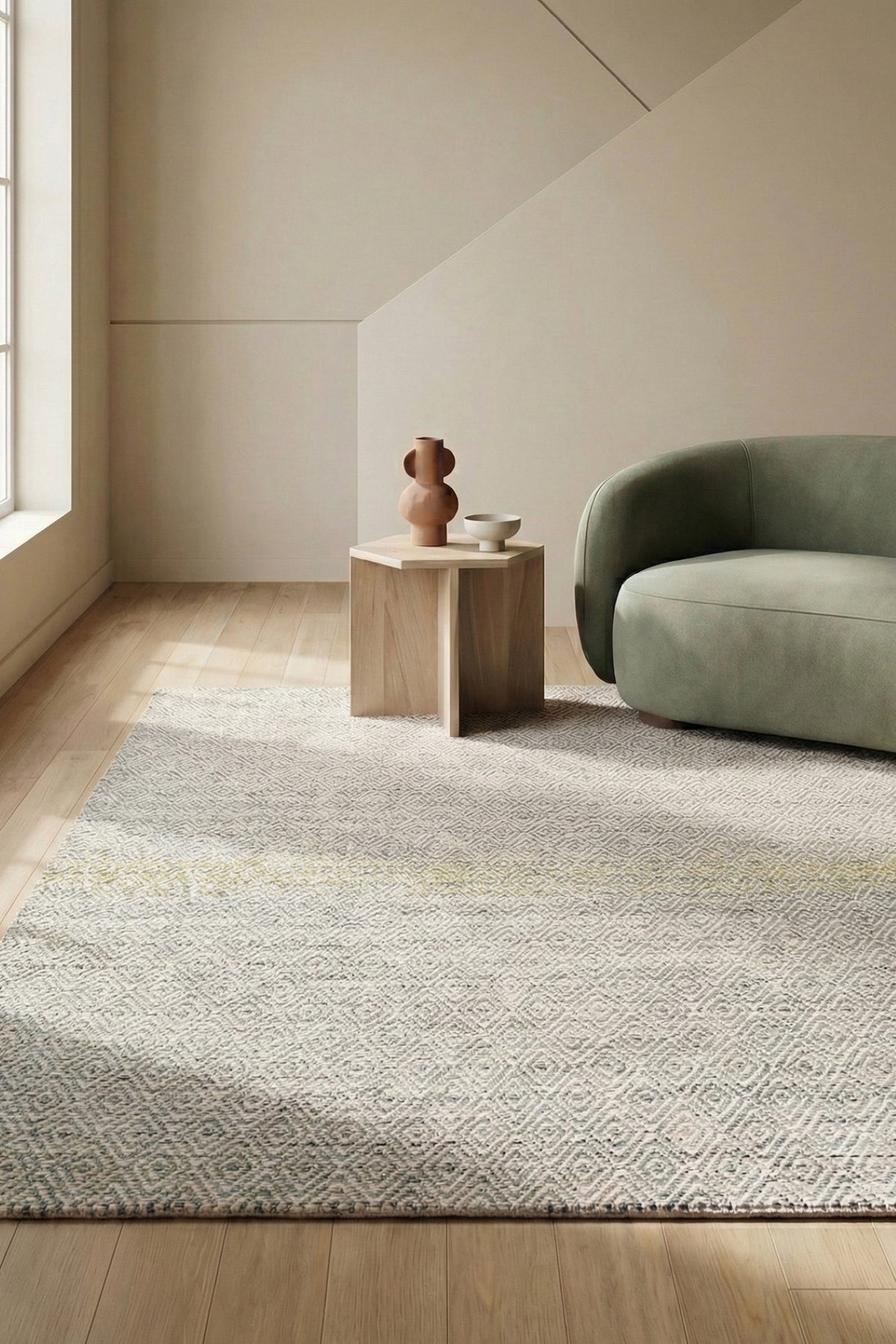 Jaipur Rugs Soft Diamond 5X8 Feet Rug| Pearl Blue & White Hand Knotted Dhurrie Carpet For Living Room