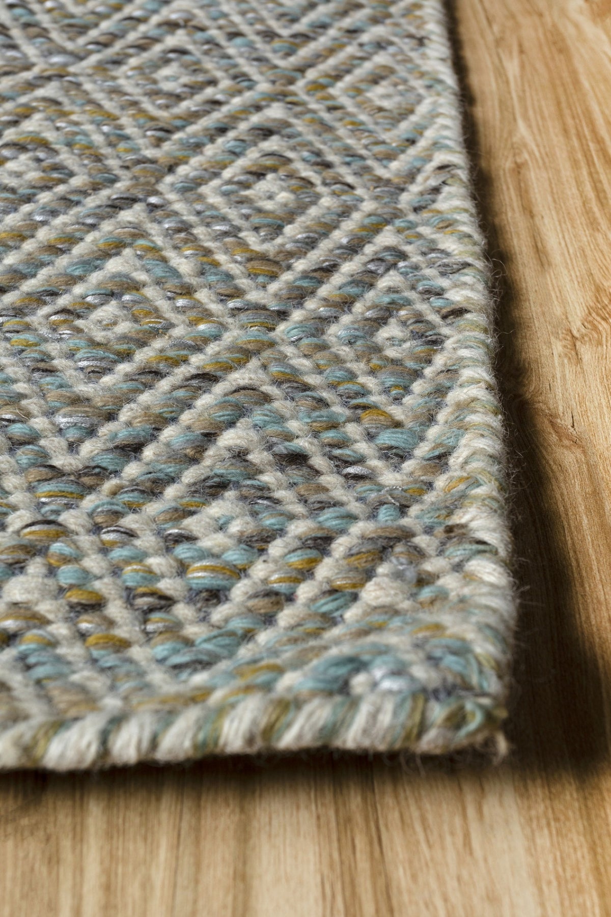 Jaipur Rugs Soft Diamond 5X8 Feet Rug| Pearl Blue & White Hand Knotted Dhurrie Carpet For Living Room