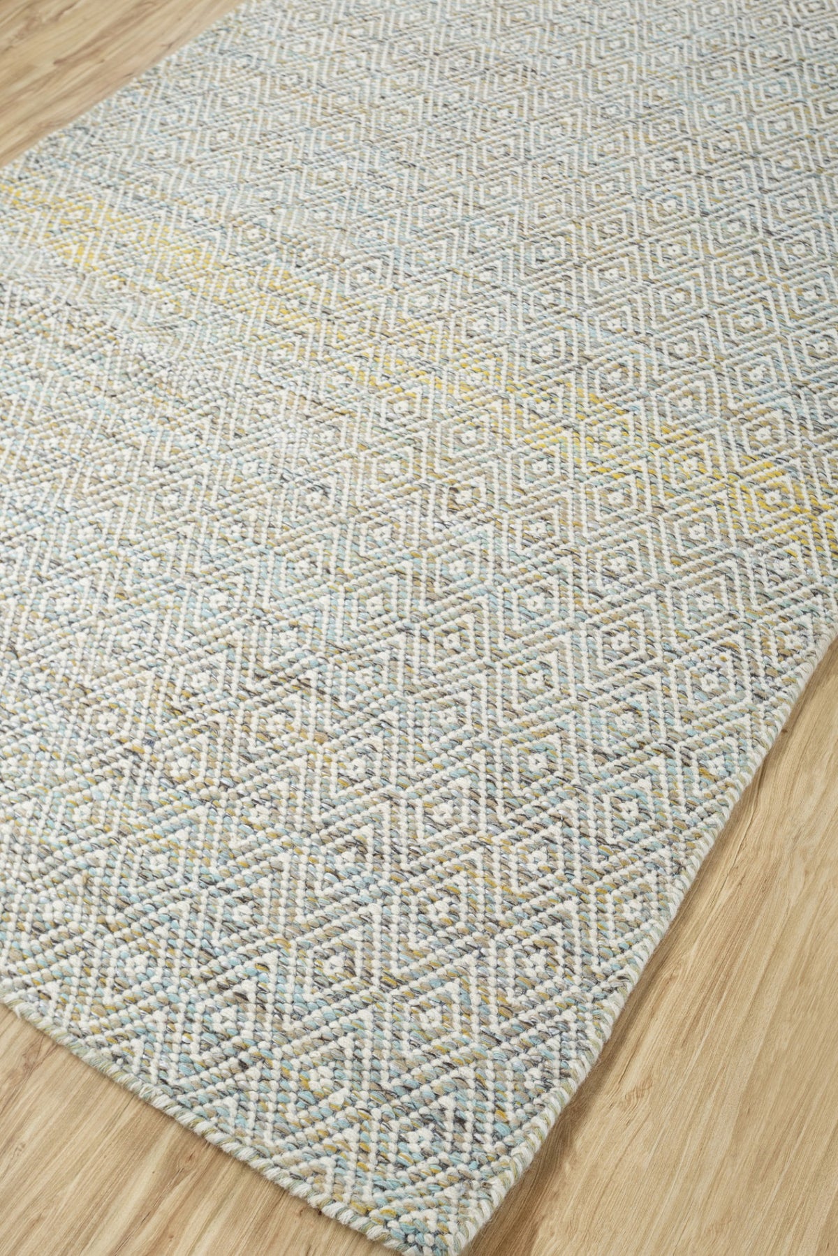 Jaipur Rugs Soft Diamond 5X8 Feet Rug| Pearl Blue & White Hand Knotted Dhurrie Carpet For Living Room