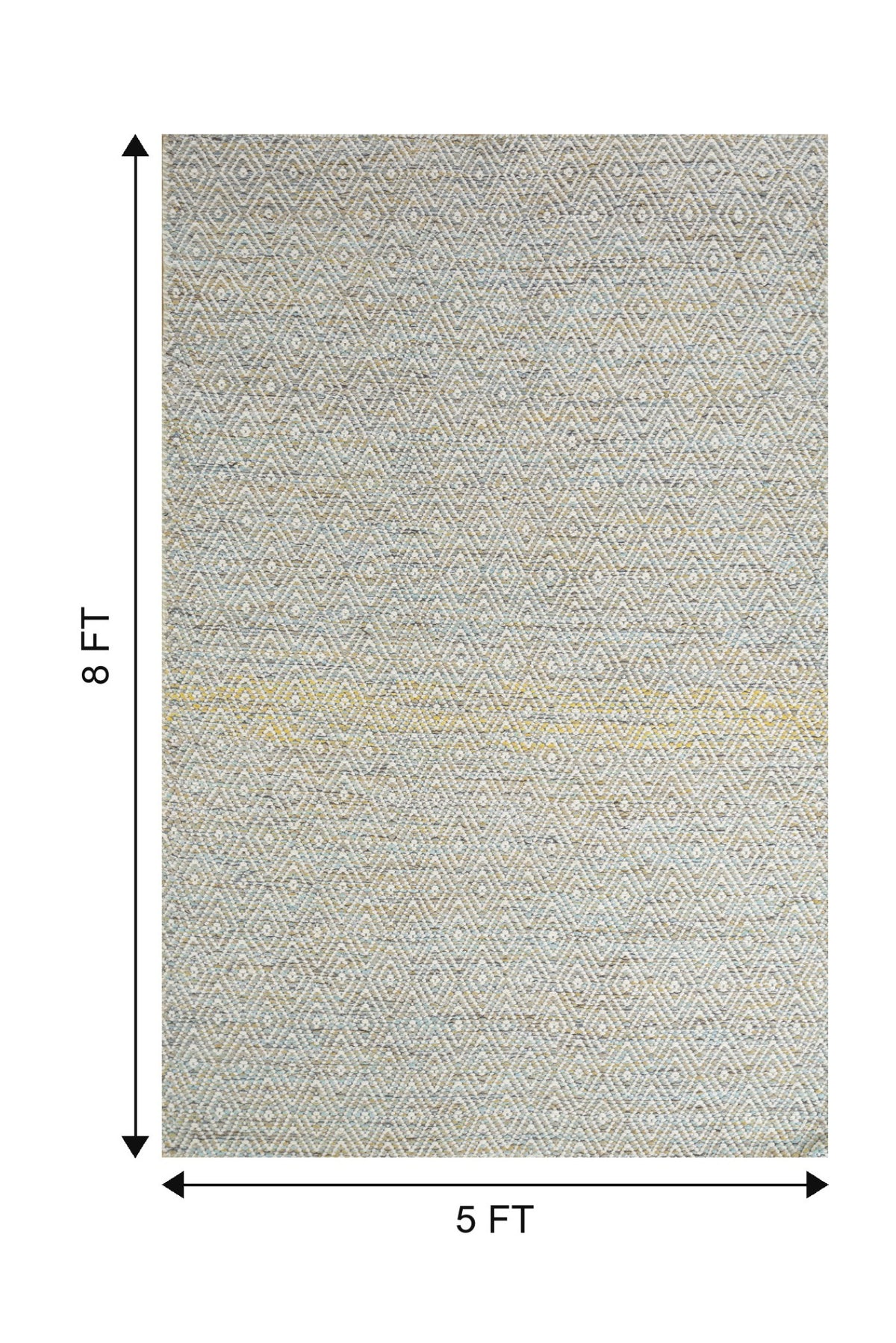 Jaipur Rugs Soft Diamond 5X8 Feet Rug| Pearl Blue & White Hand Knotted Dhurrie Carpet For Living Room