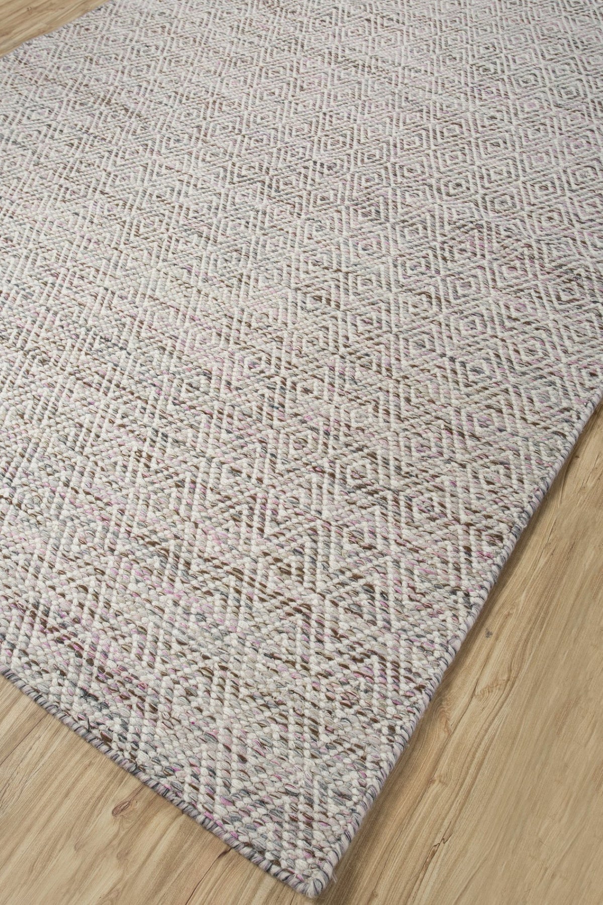 Jaipur Rugs Soft Diamond 5X8 Feet Rug| Fuchsia Purple & Snow White Hand Knotted Dhurrie Carpet For Living Room